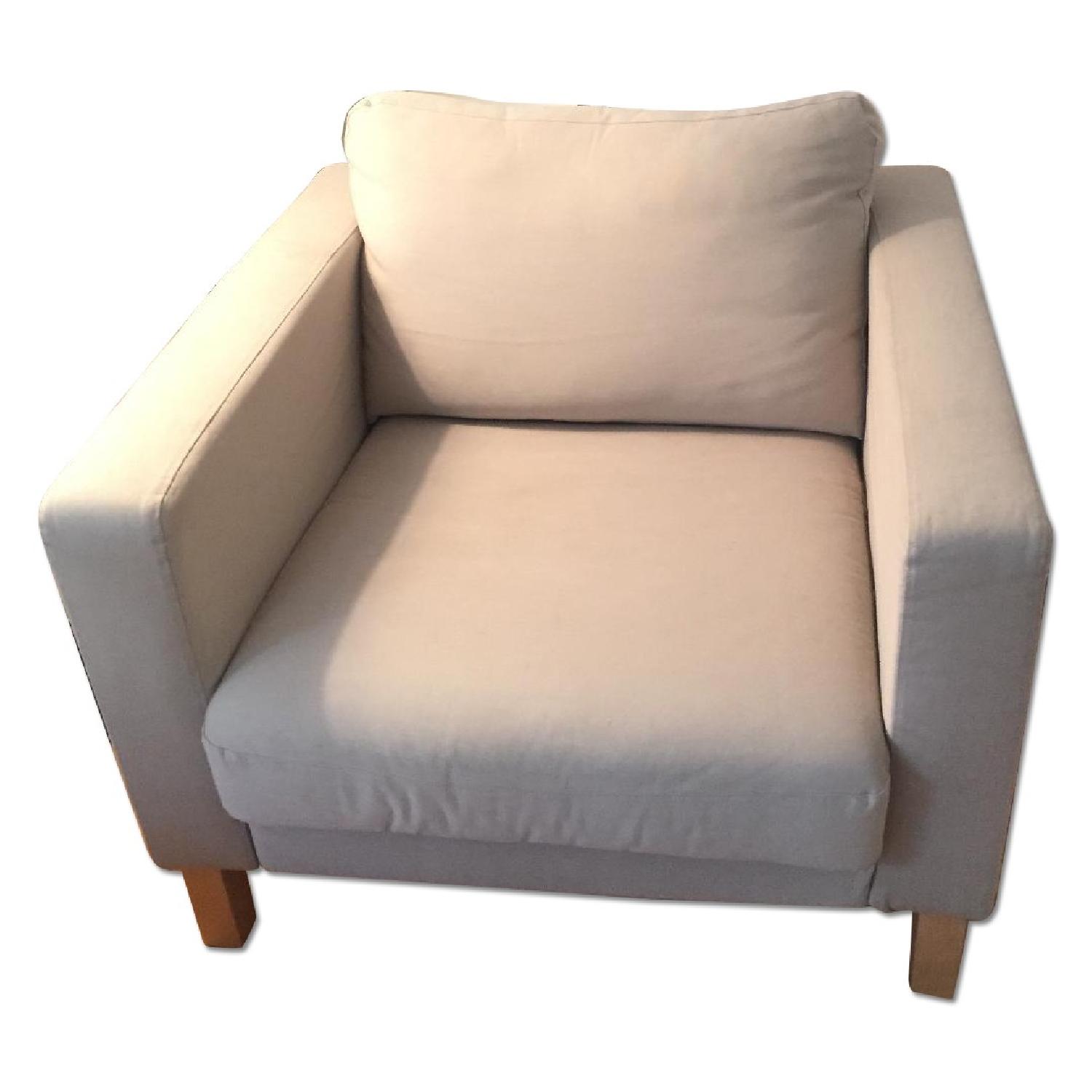 Ikea Karlstad Neutral/ Warm Beige Fabric Armchair AptDeco