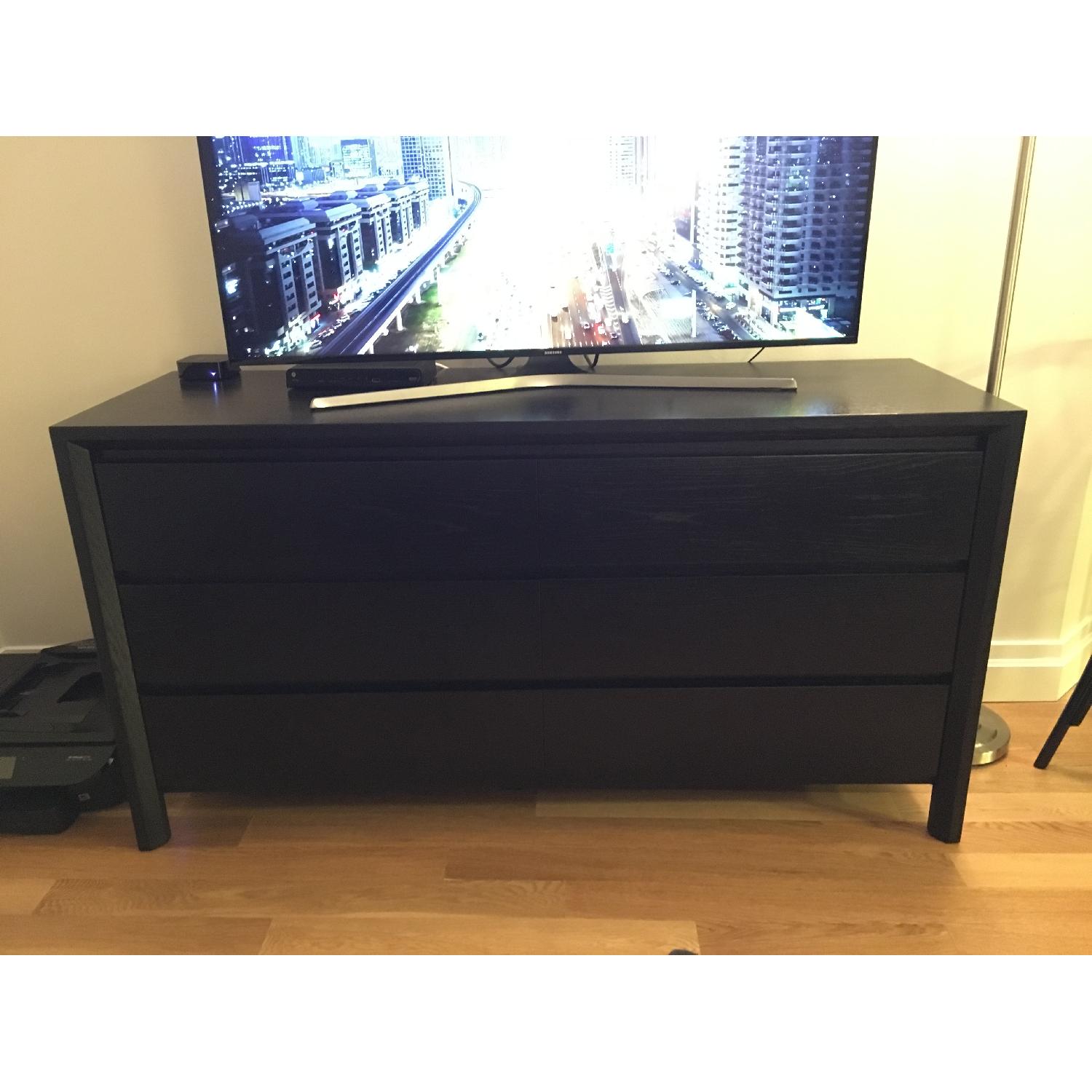 Crate & Barrel Lang 6-Drawer Black Wood Dresser - image-1