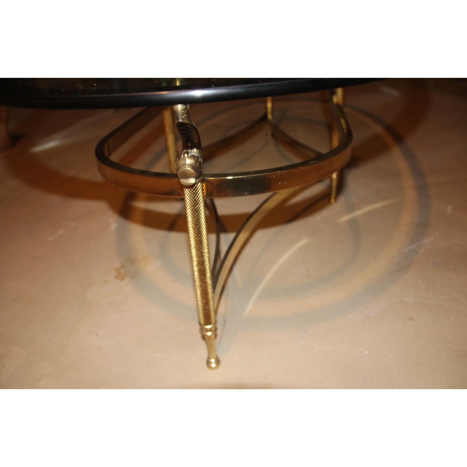 Vintage Glass & Brass Oval Coffee Table - image-5