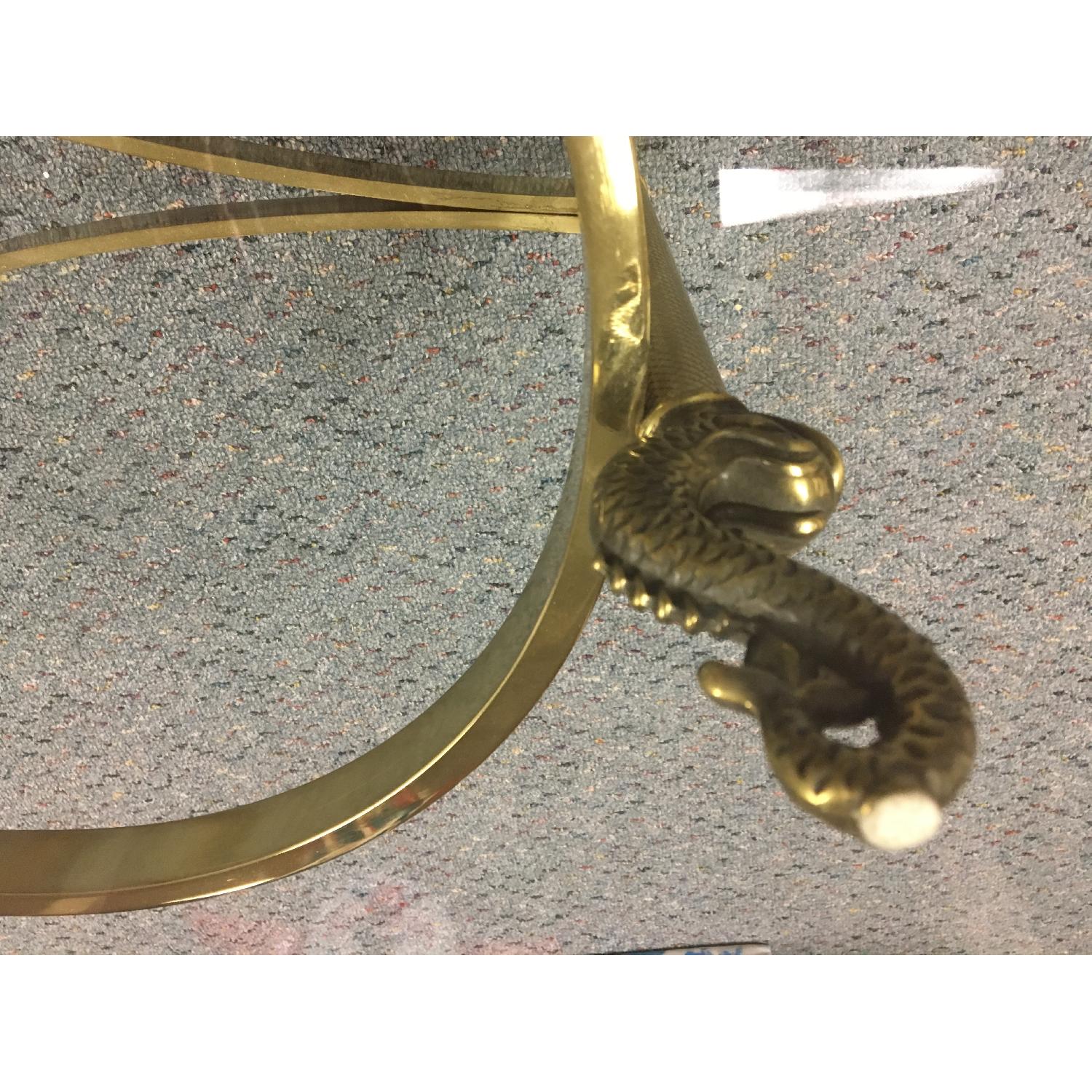 Vintage Glass & Brass Oval Coffee Table - image-8