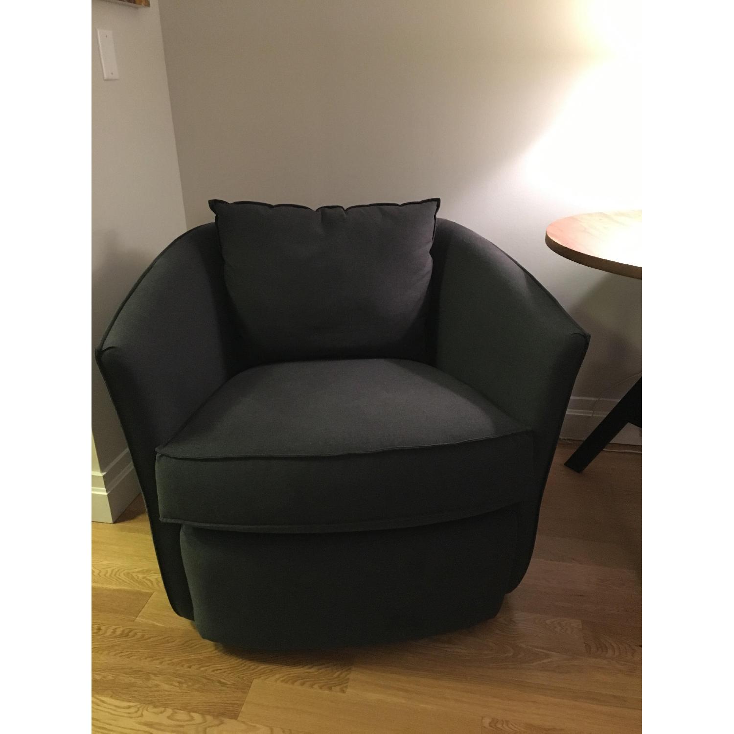 West Elm Gray Swivel Chair - image-1