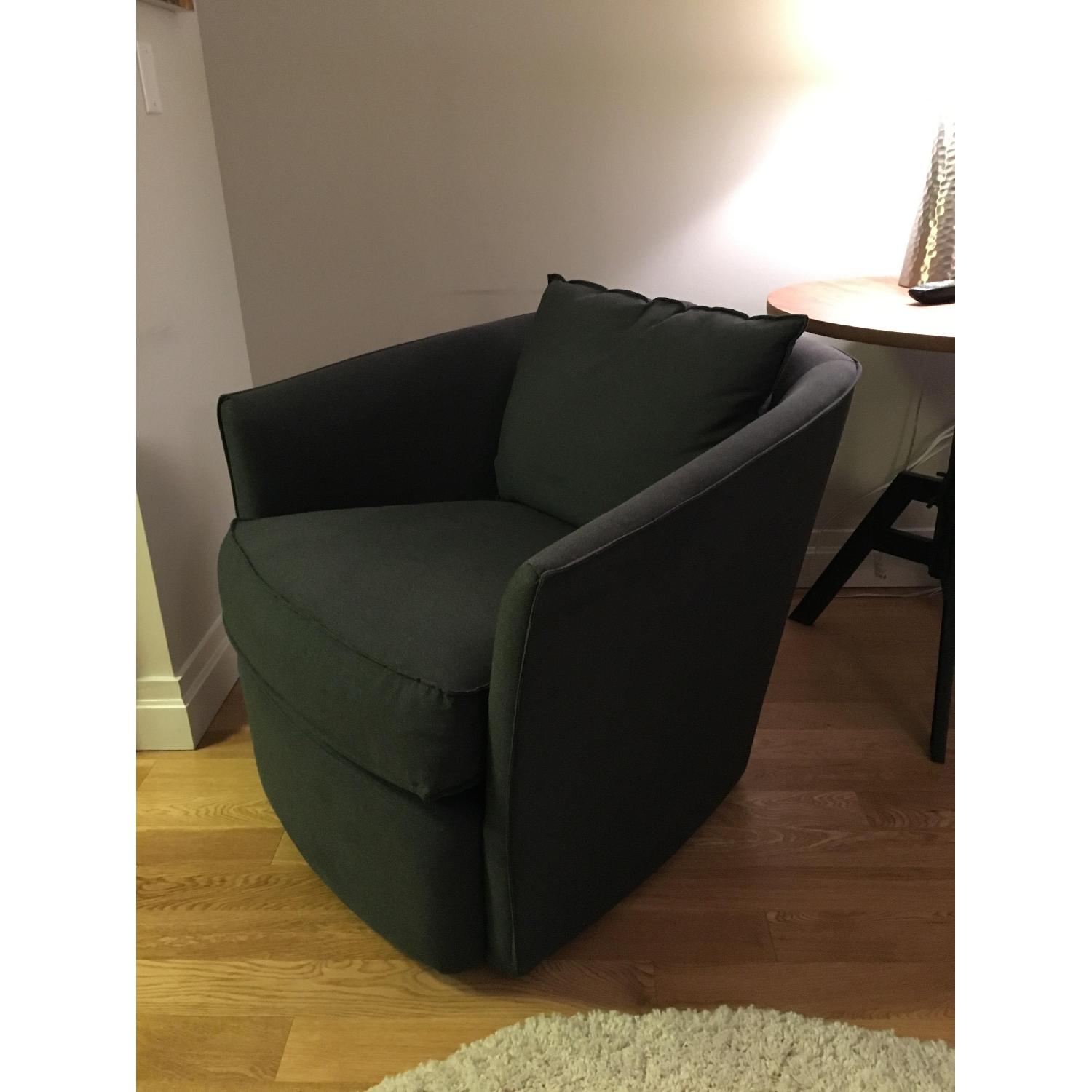 West Elm Gray Swivel Chair - image-4
