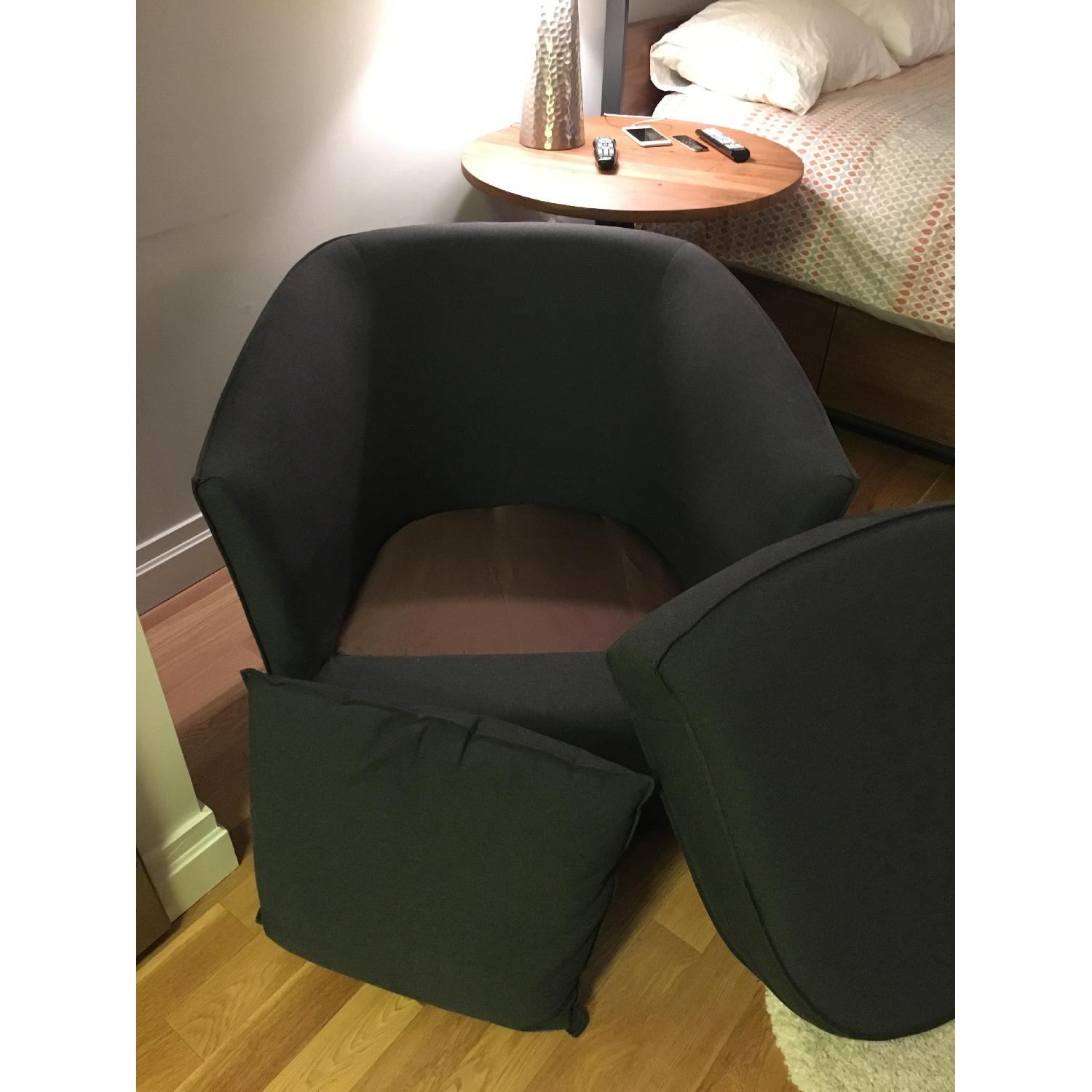 West Elm Gray Swivel Chair - image-5