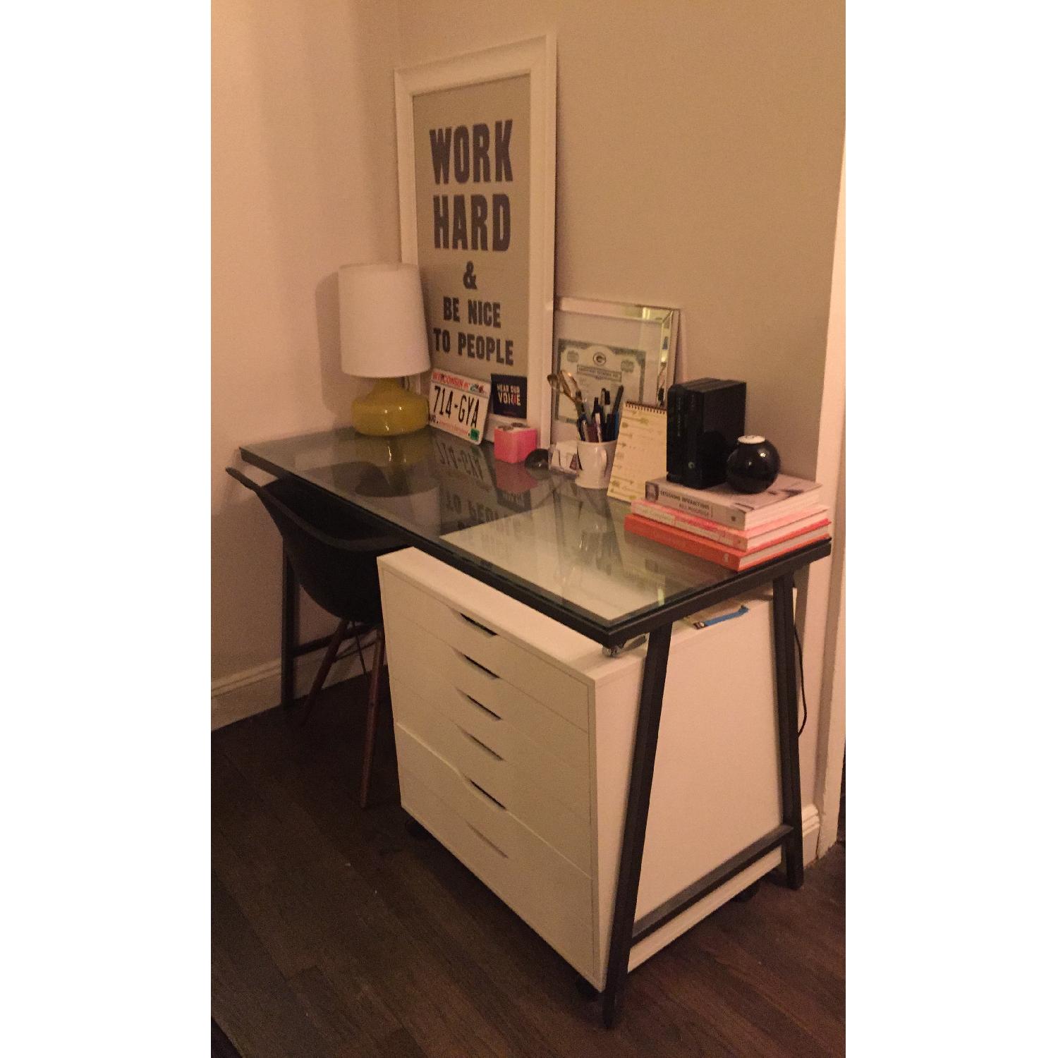 CB2 Glass Desk/Console Table - image-1