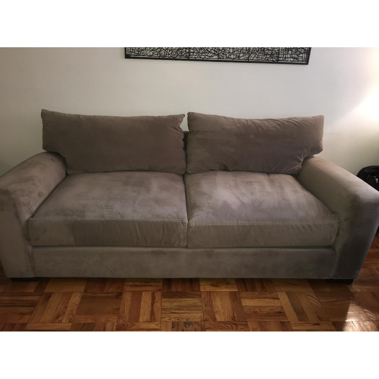 Raymour Flanigan Grey Microfiber Couch Aptdeco