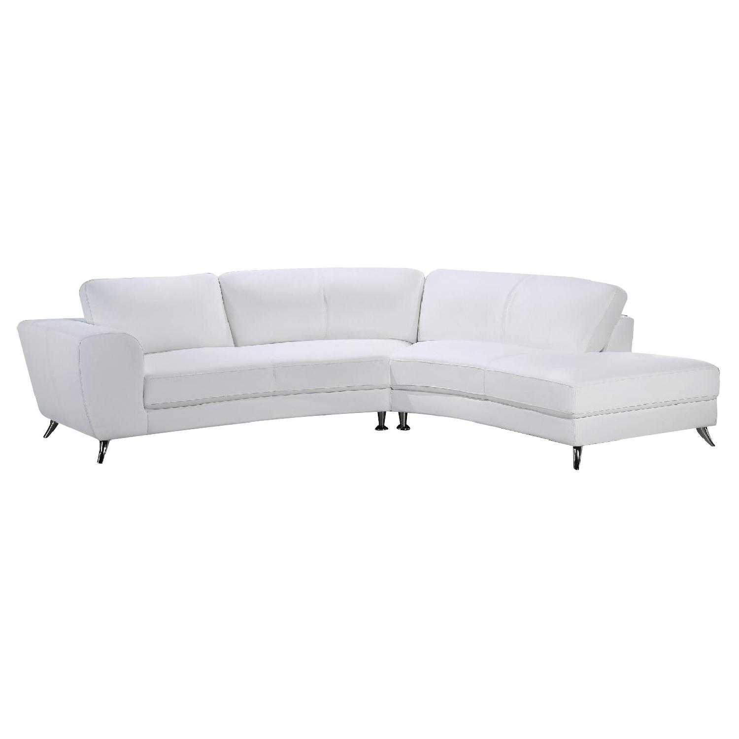 Contemporary Sectional Sofa in White Top Grain Leather w/ Matching Faux