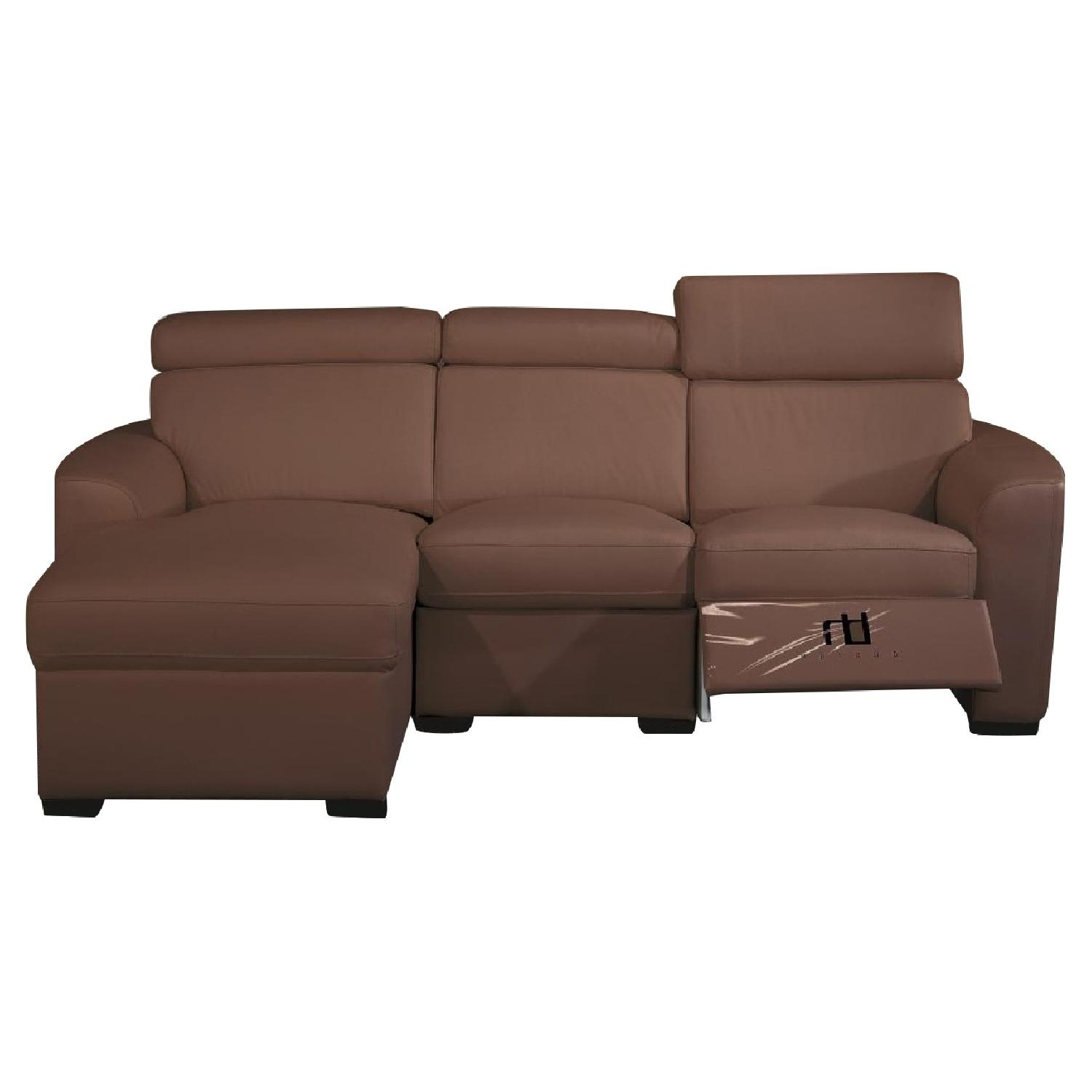 Apartment Size Sectional in Brown Top Grain Leather w/ Matching Faux