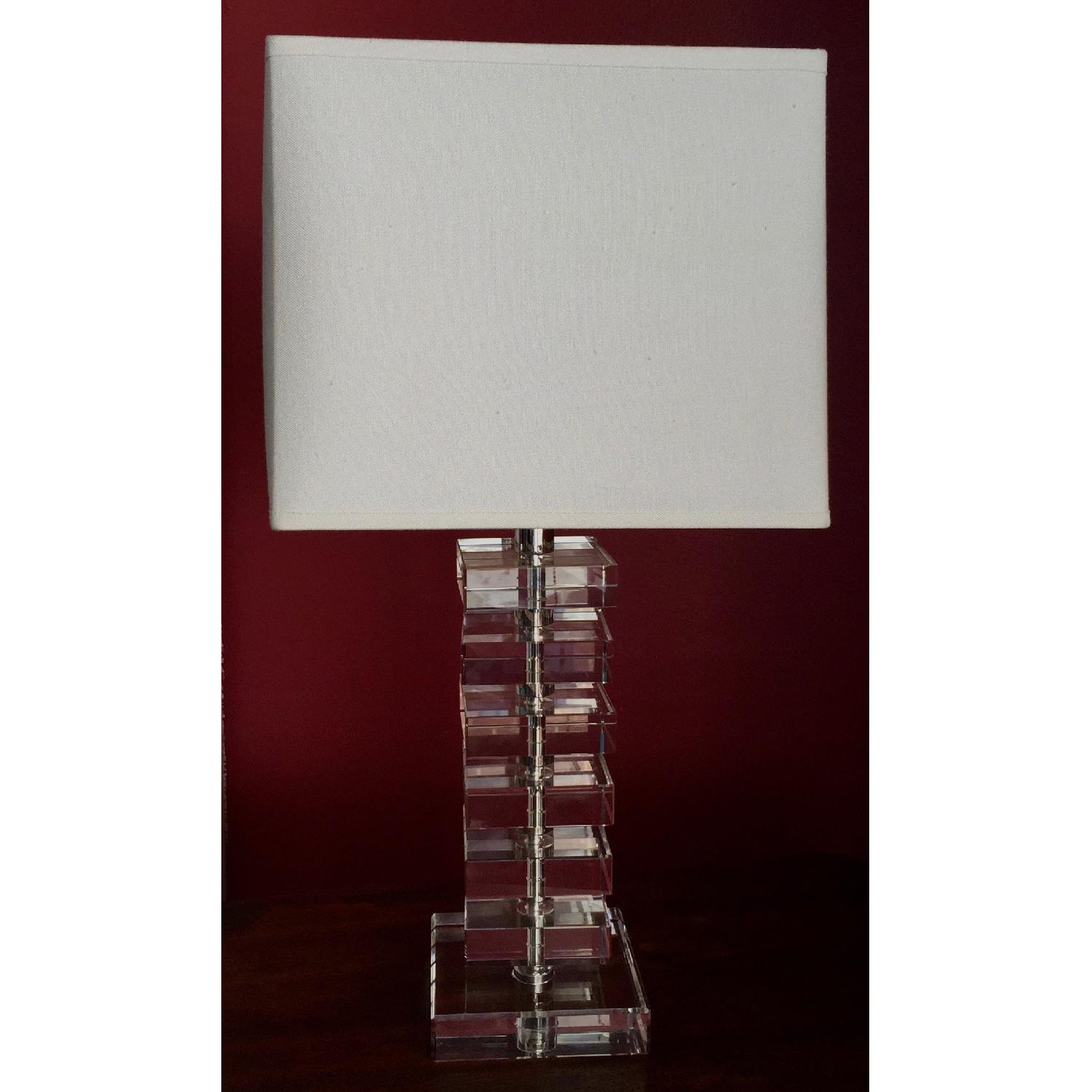 Vintage Stacked Crystal Table Lamp - image-1