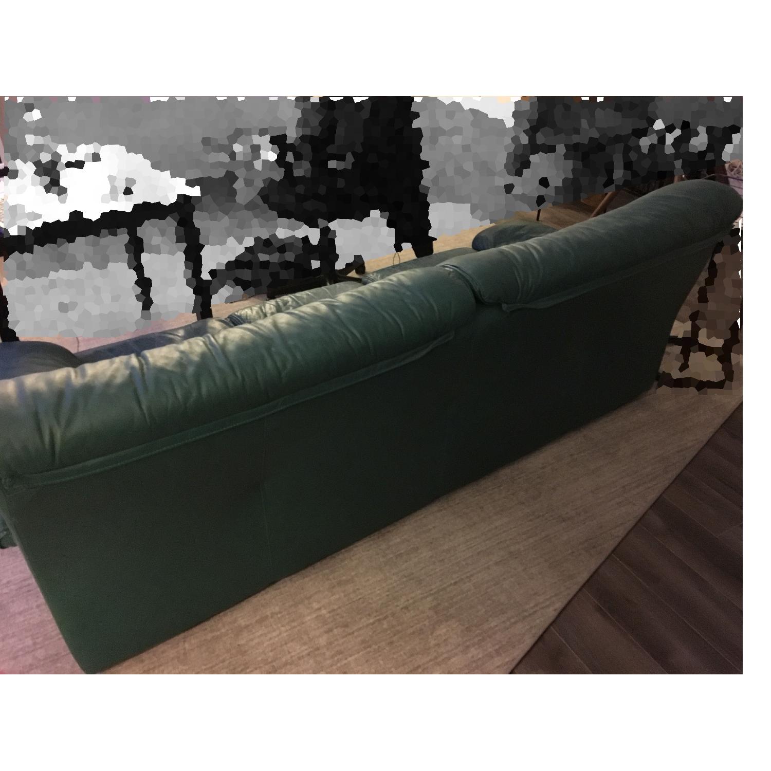 Roche Bobois Green Leather Sofa - image-2