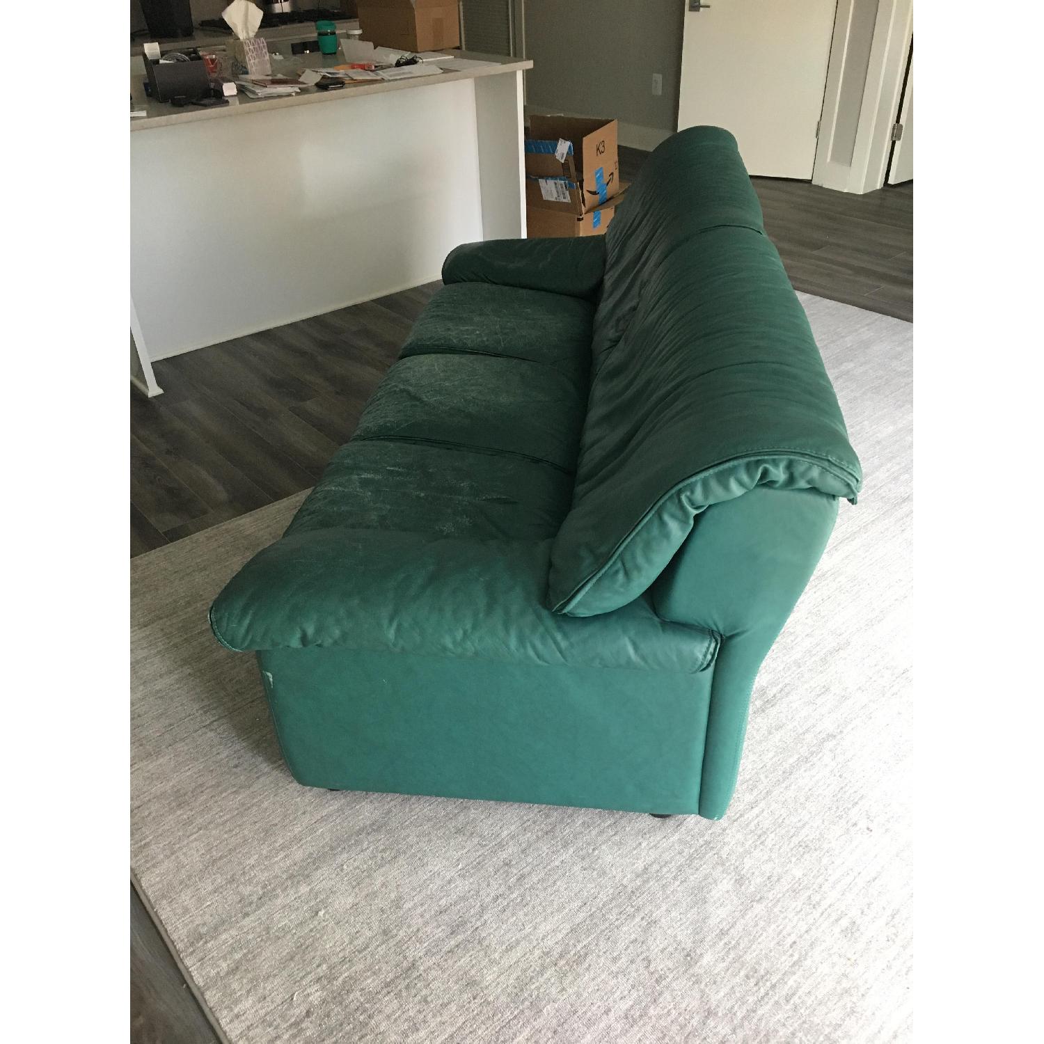 Roche Bobois Green Leather Sofa - image-3
