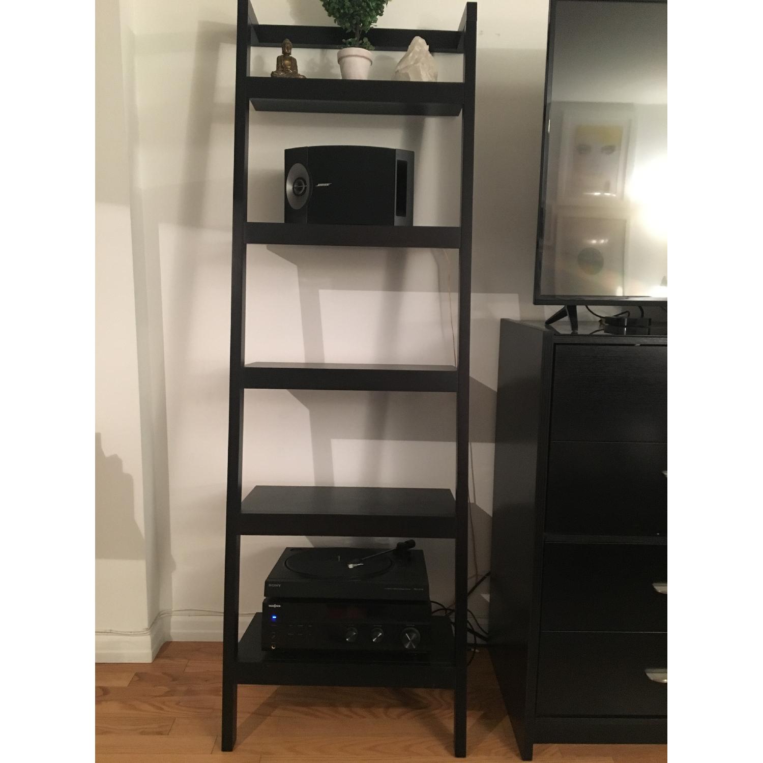 Sawyer Mocha Leaning Bookcase - image-1