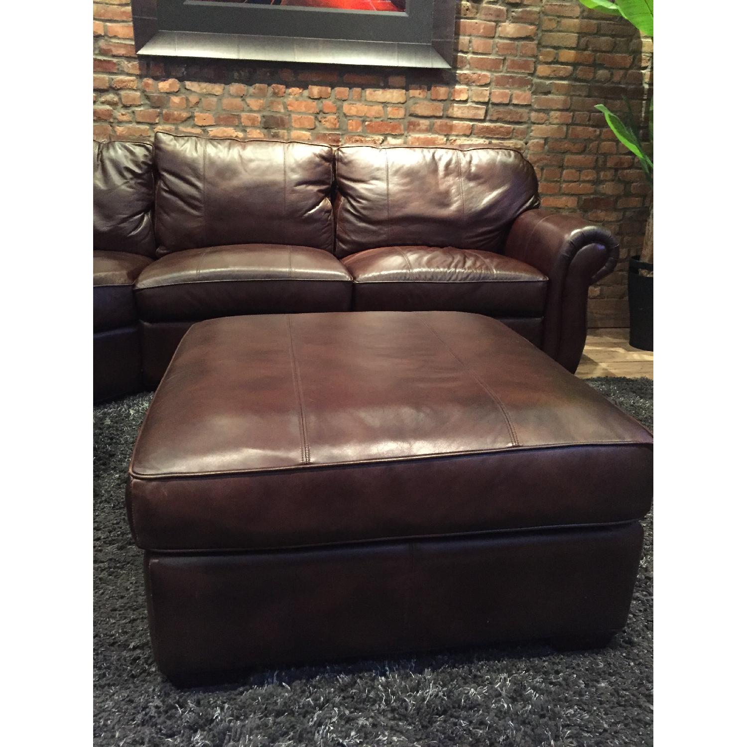 Raymour & Flanigan Emery 3-Piece Leather Sectional Sofa w/ Full Sleeper - image-4