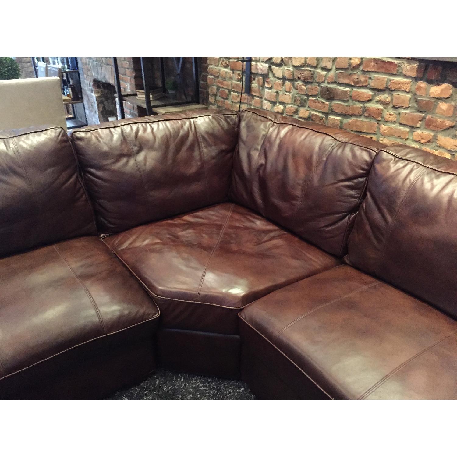 Raymour & Flanigan Emery 3-Piece Leather Sectional Sofa w/ Full Sleeper - image-5