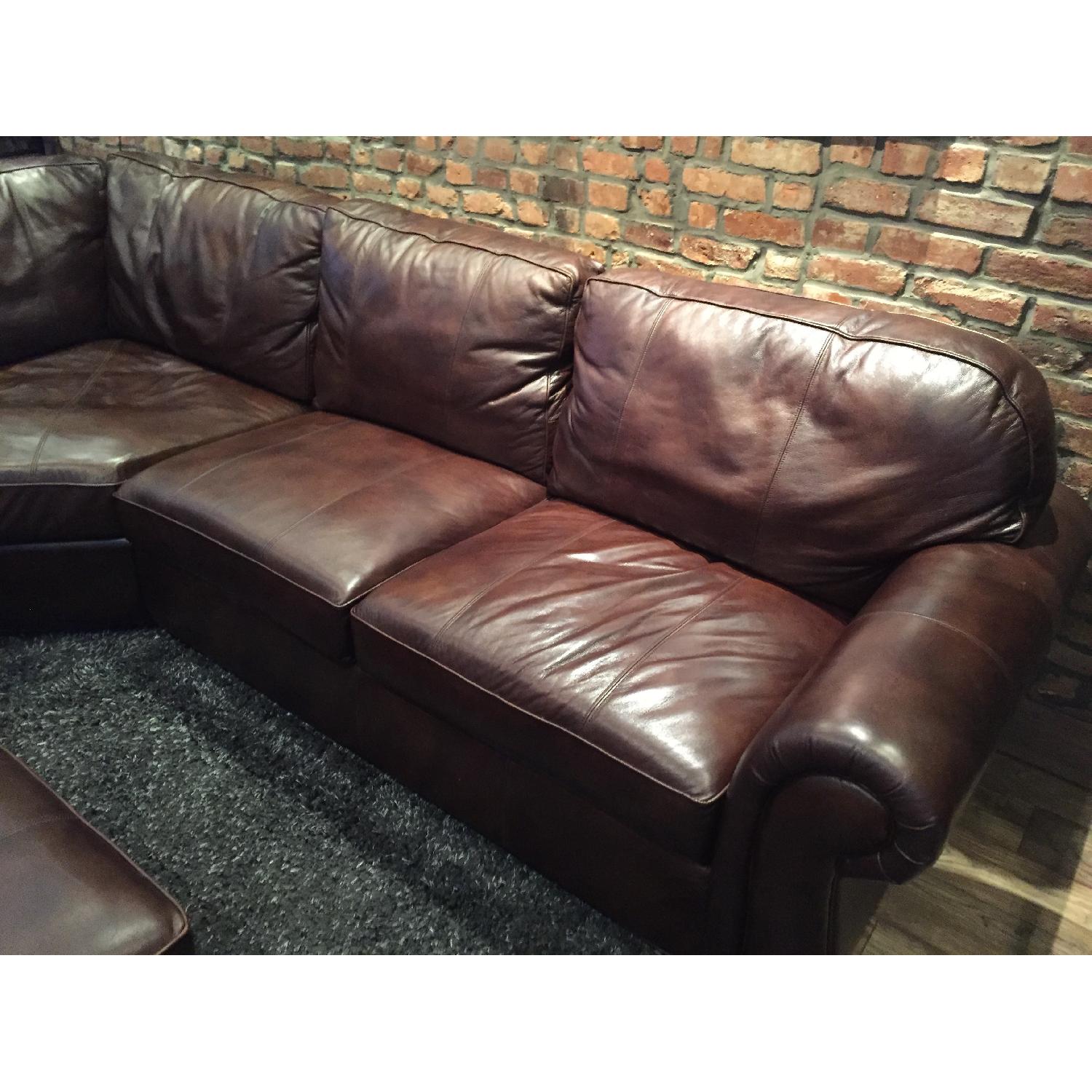 Raymour & Flanigan Emery 3-Piece Leather Sectional Sofa w/ Full Sleeper - image-6