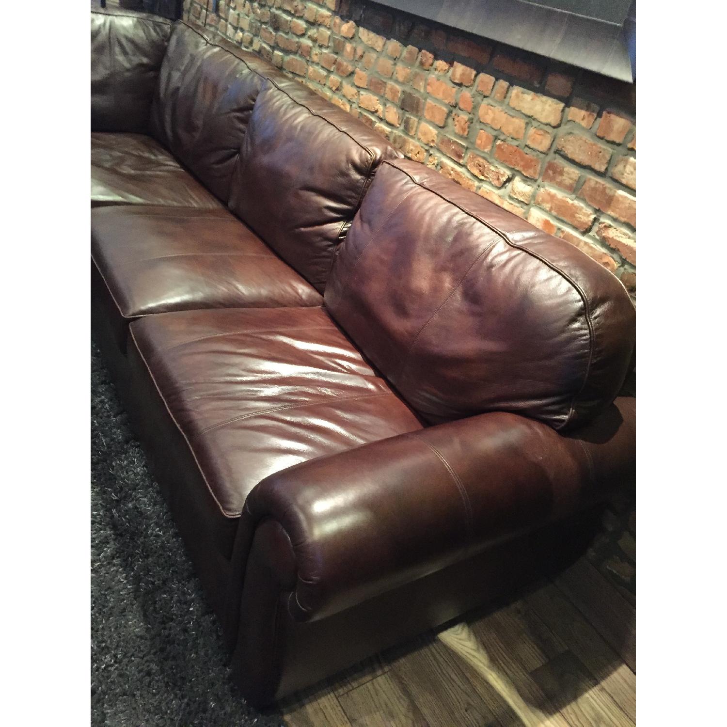 Raymour & Flanigan Emery 3-Piece Leather Sectional Sofa w/ Full Sleeper - image-7