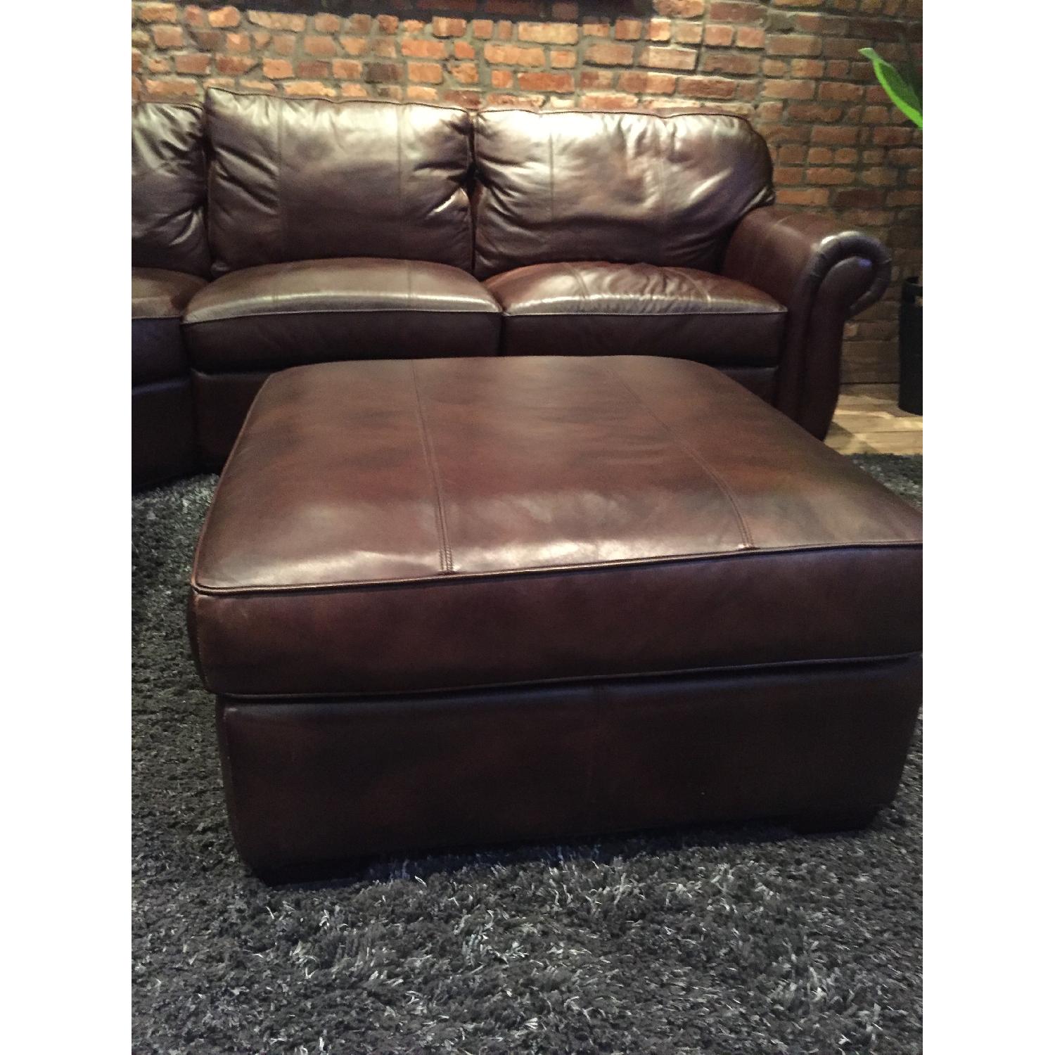 Raymour & Flanigan Emery 3-Piece Leather Sectional Sofa w/ Full Sleeper - image-8