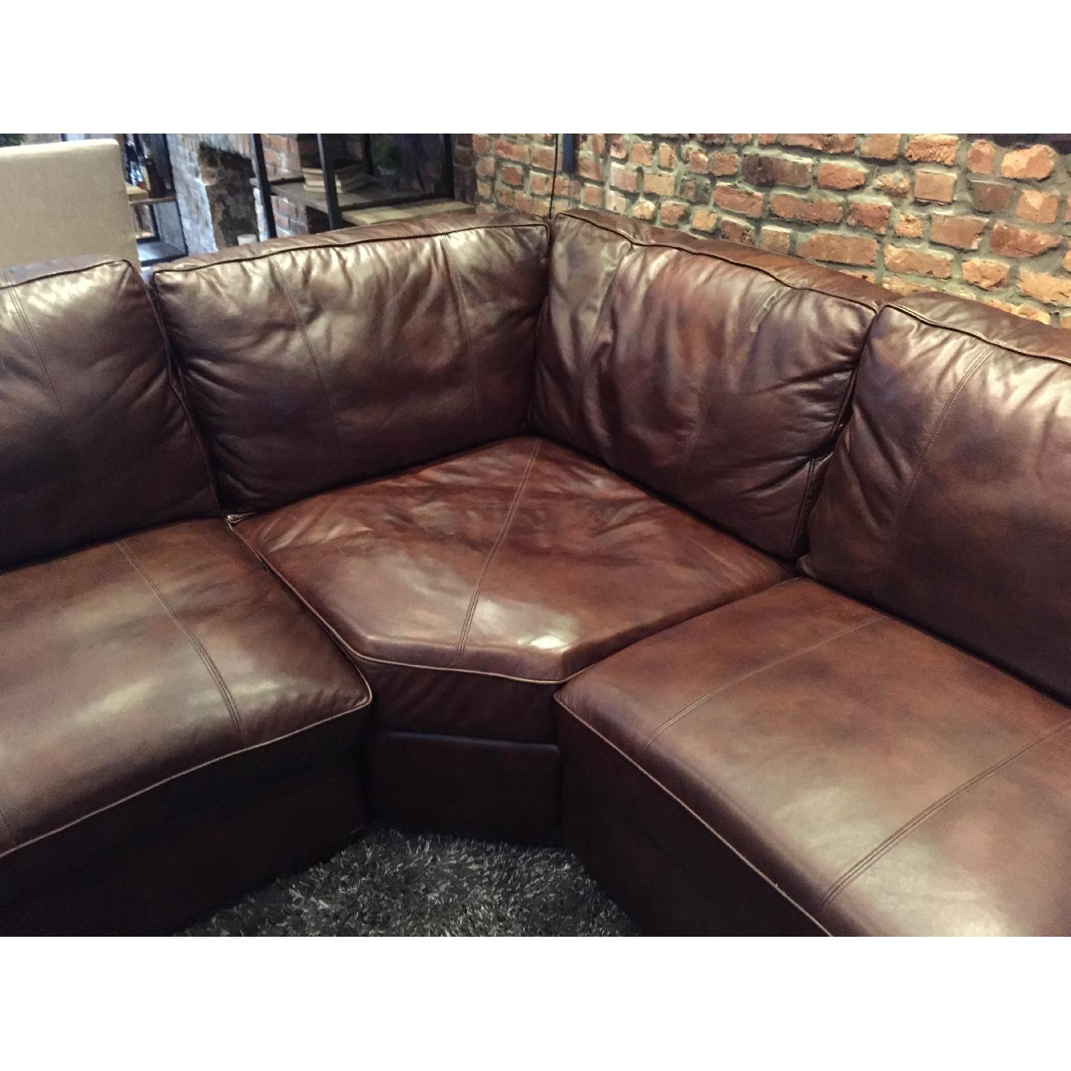 Raymour & Flanigan Emery 3-Piece Leather Sectional Sofa w/ Full Sleeper - image-10