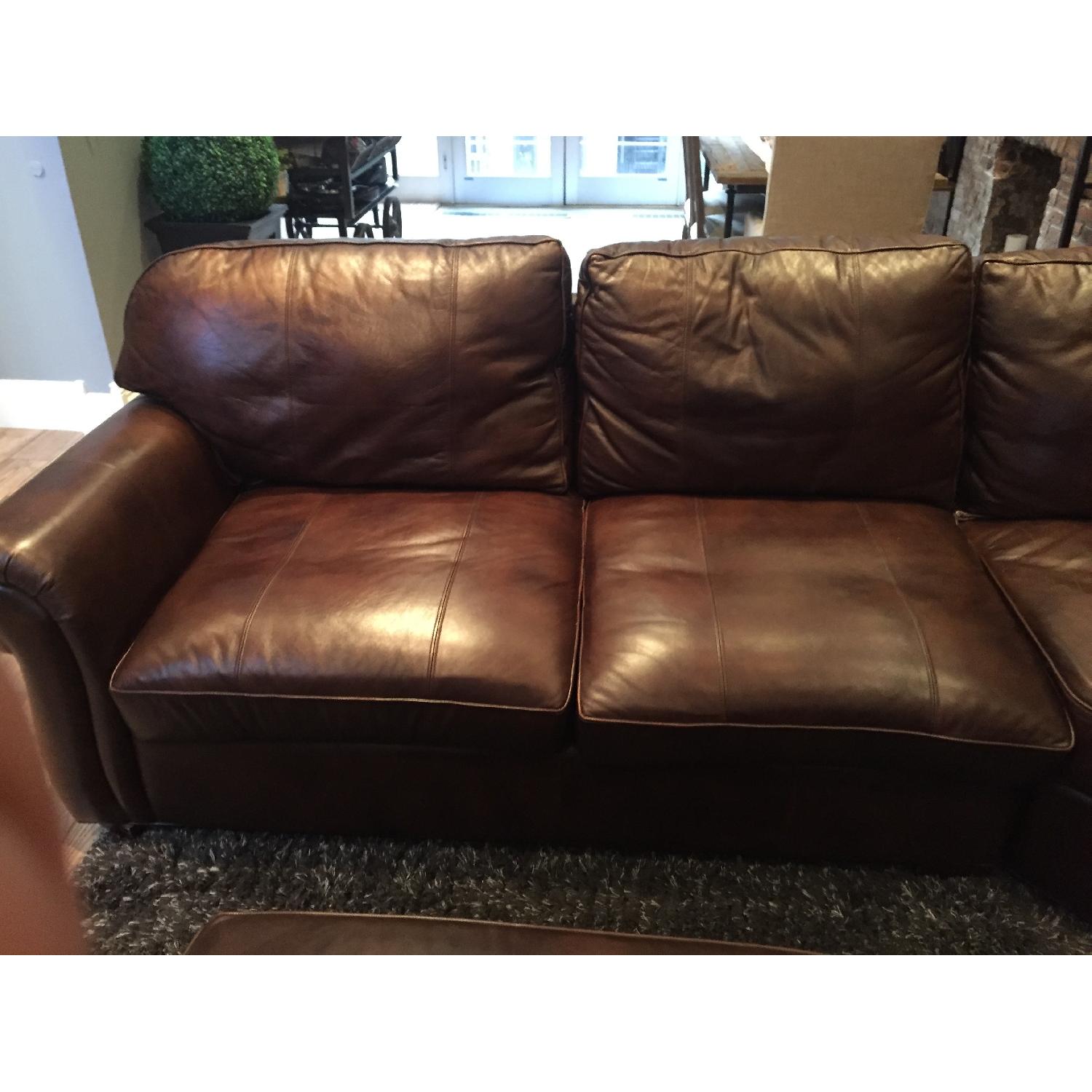 Raymour & Flanigan Emery 3-Piece Leather Sectional Sofa w/ Full Sleeper - image-11