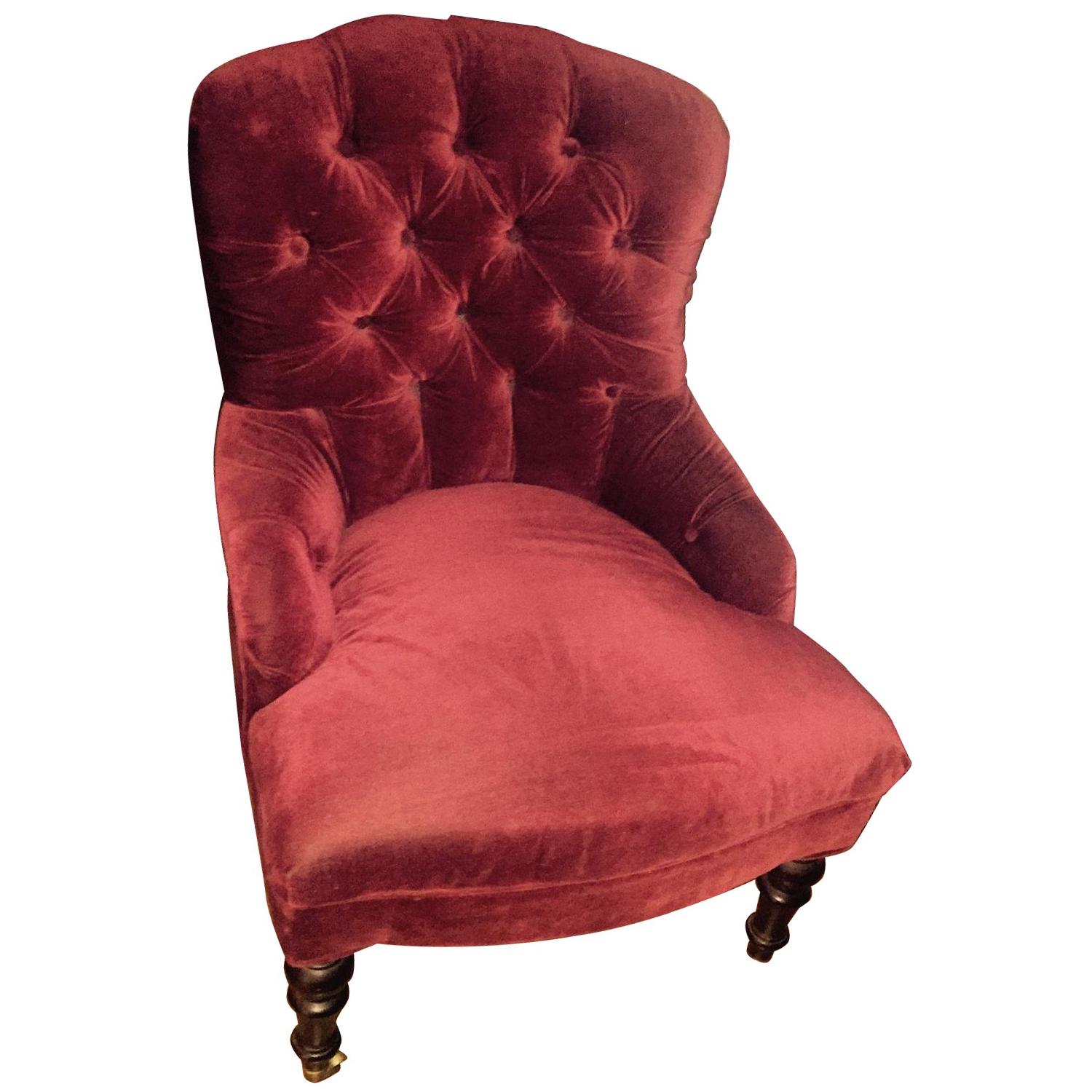 Mitchell Gold Tufted Velvet Bordeaux Accent Chairs AptDeco