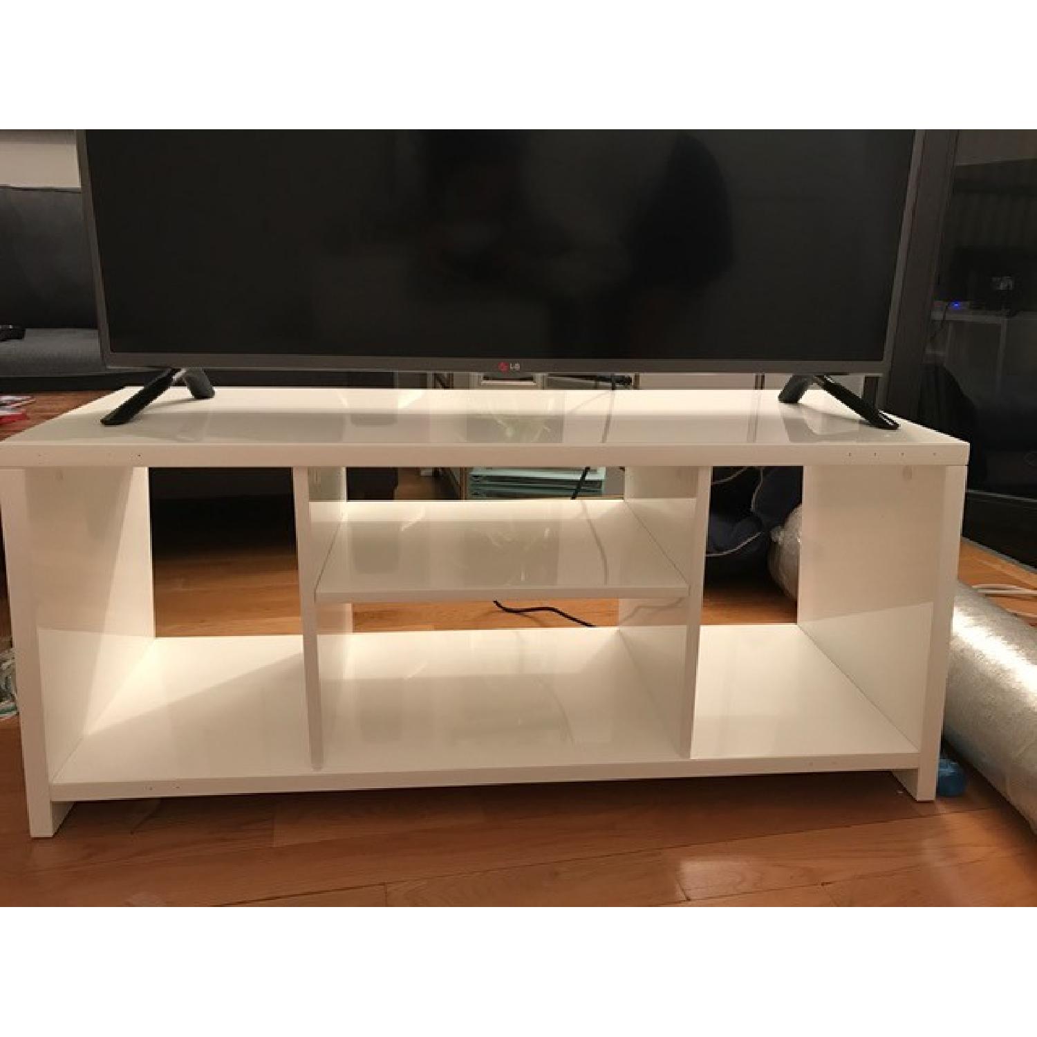 CB2 White TV Stand/Storage Unit AptDeco