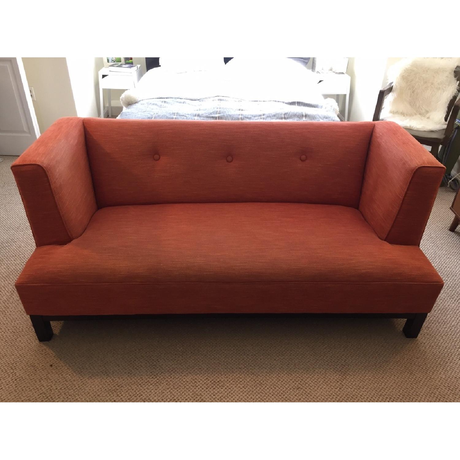 Crate & Barrel Orange Sofa - image-1
