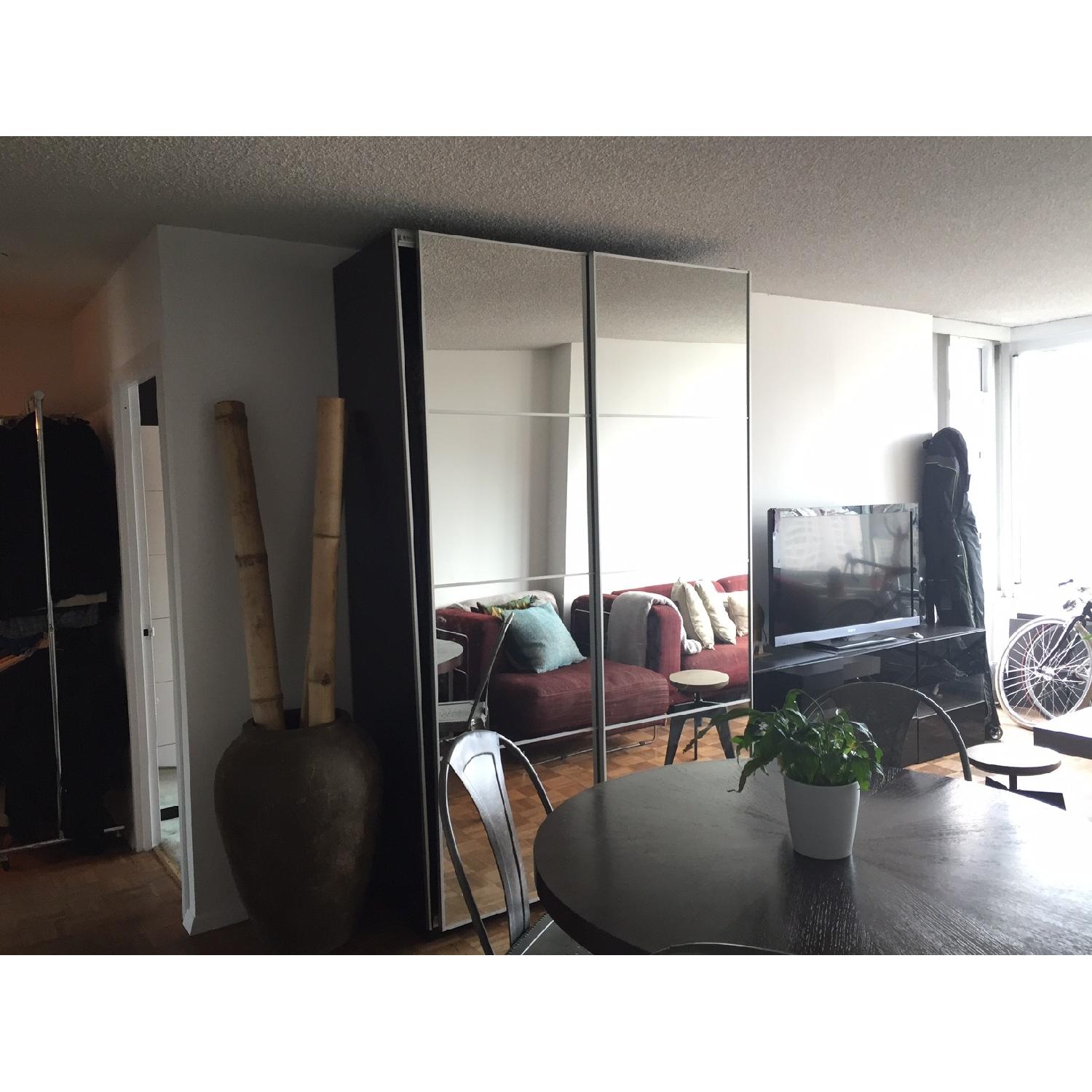 Crate & Barrel Ceramic Vase w/ 3 Bamboo Sticks - image-3