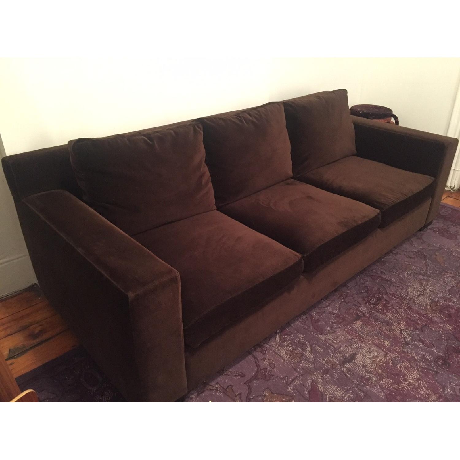 ABC Carpet and Home Brown Velvet Sofa - image-1