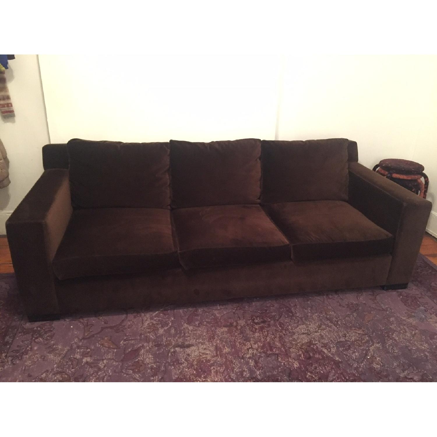 ABC Carpet and Home Brown Velvet Sofa - image-2