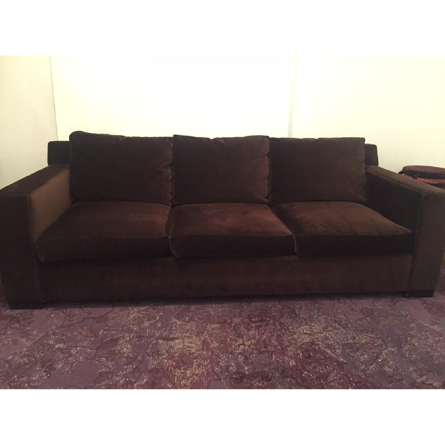 ABC Carpet and Home Brown Velvet Sofa - image-3