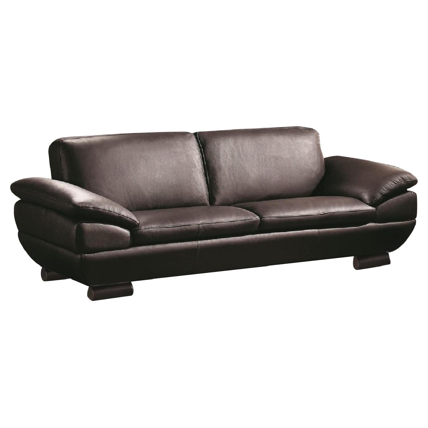 Modern Sofa In Dark Brown Top Grain Leather W Clean Lines