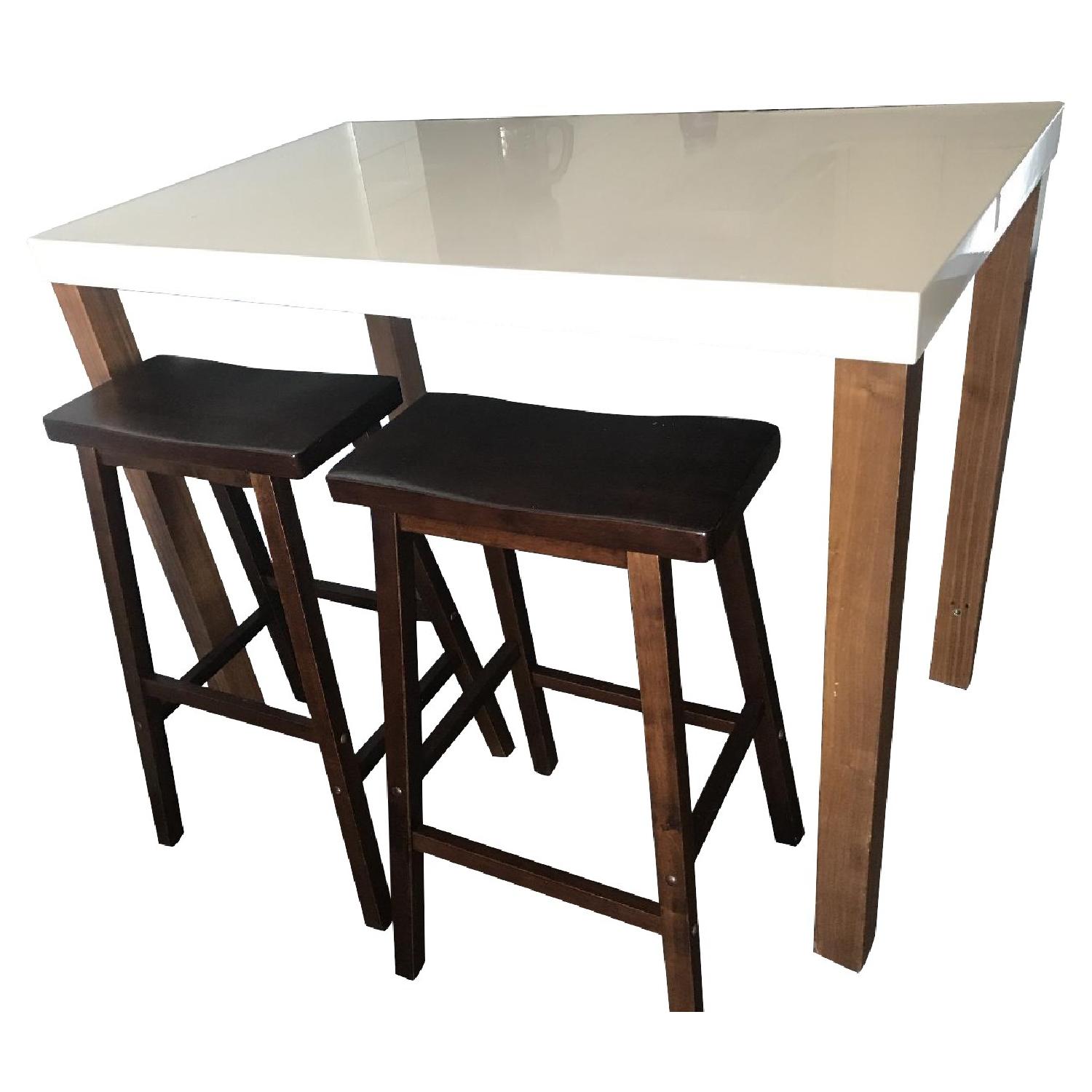 Crate & Barrel High Top Table w/ 2 Stools AptDeco
