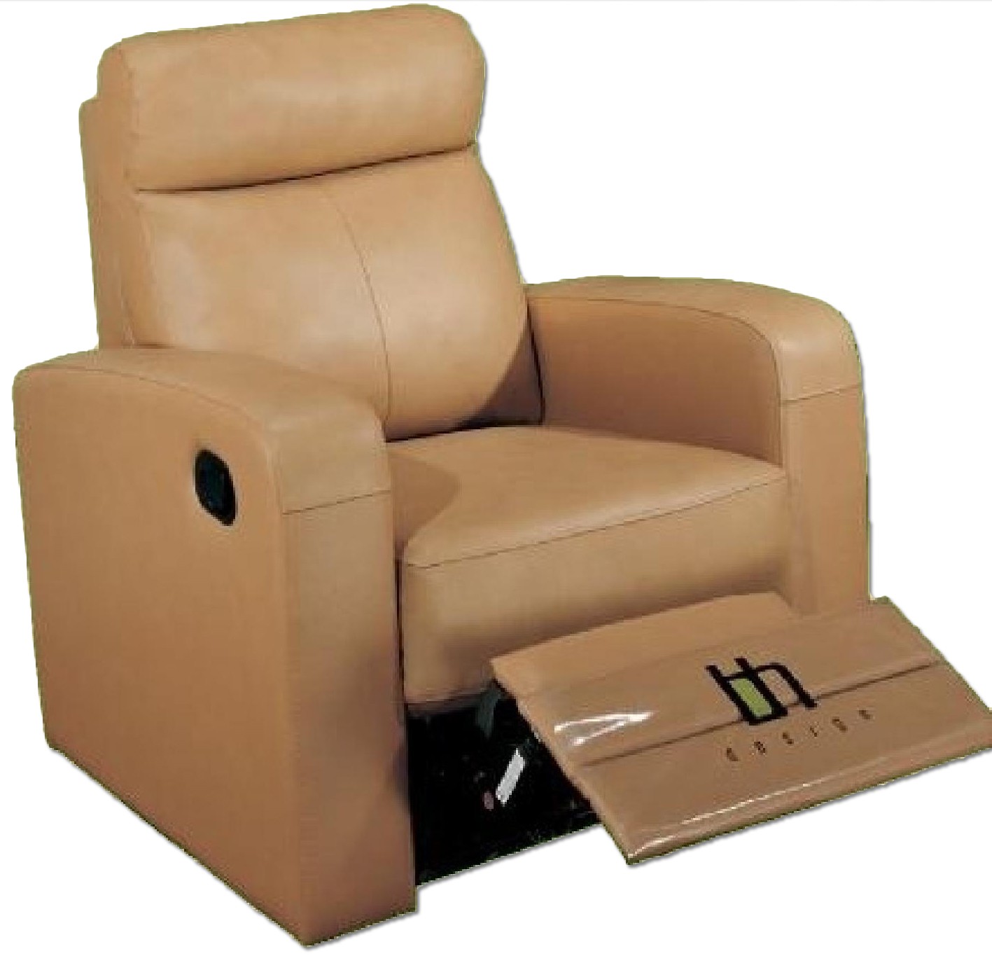 Apartment Size Recliner Chair in Taupe Color Top Grain Leather w/ Double Leggett & Platt Recliners