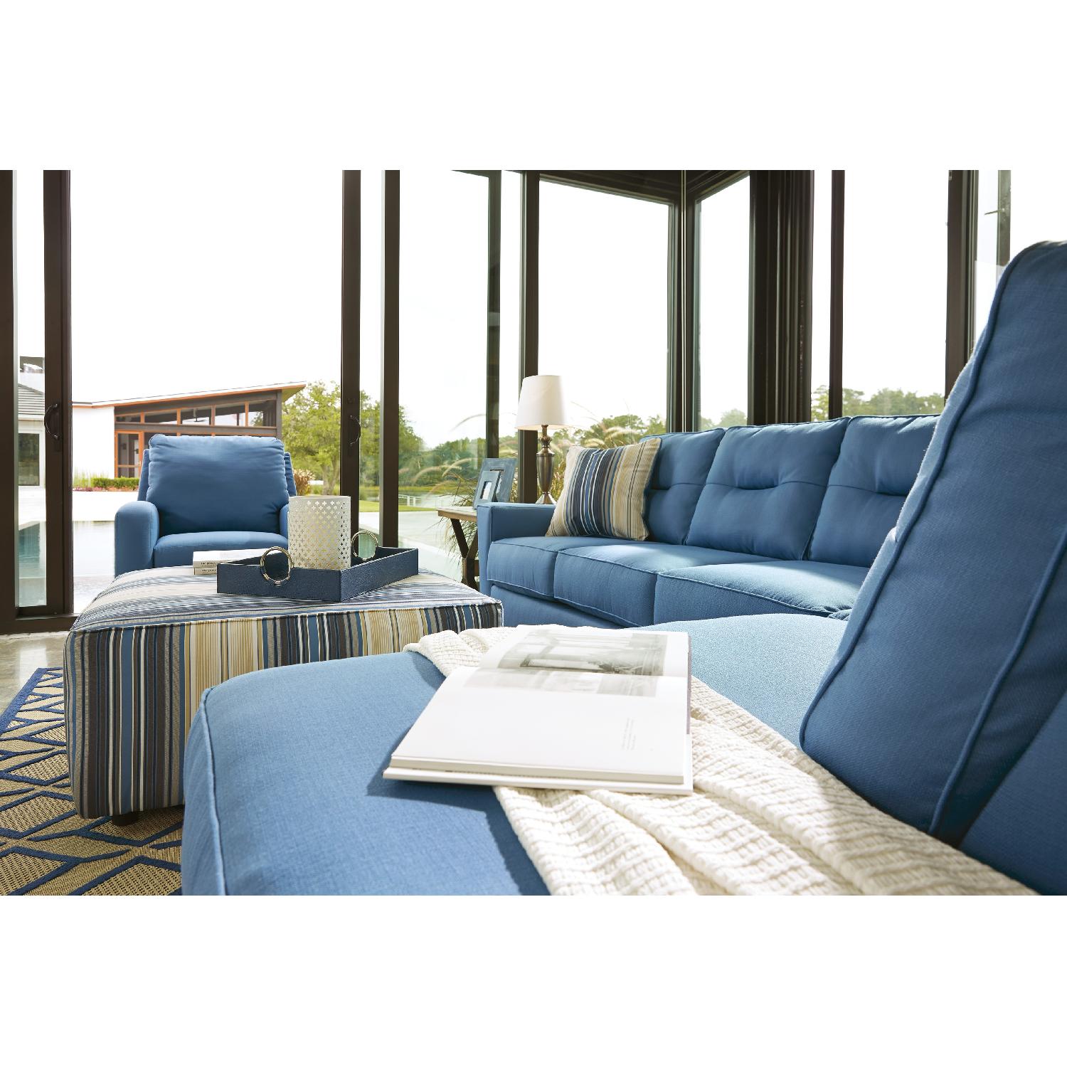 Ashley Kirwin Nuvella Contemporary 2 Piece Sectional in Blue - image-4