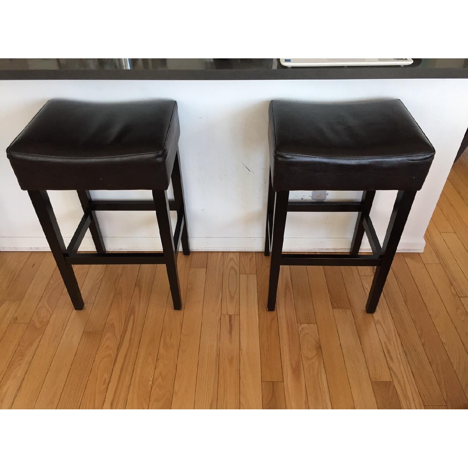 Christopher Knight Home Leather Backless Barstools - image-1