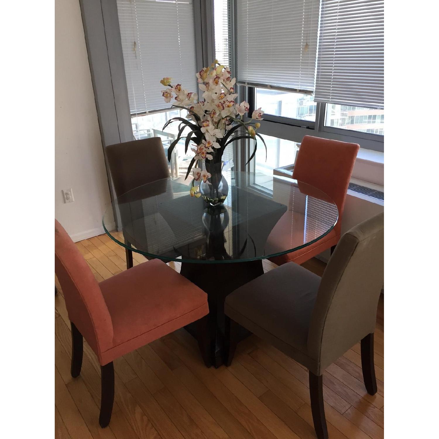 Macy's Mirrored Round Dining Room Table w/ 4 Chairs - image-2