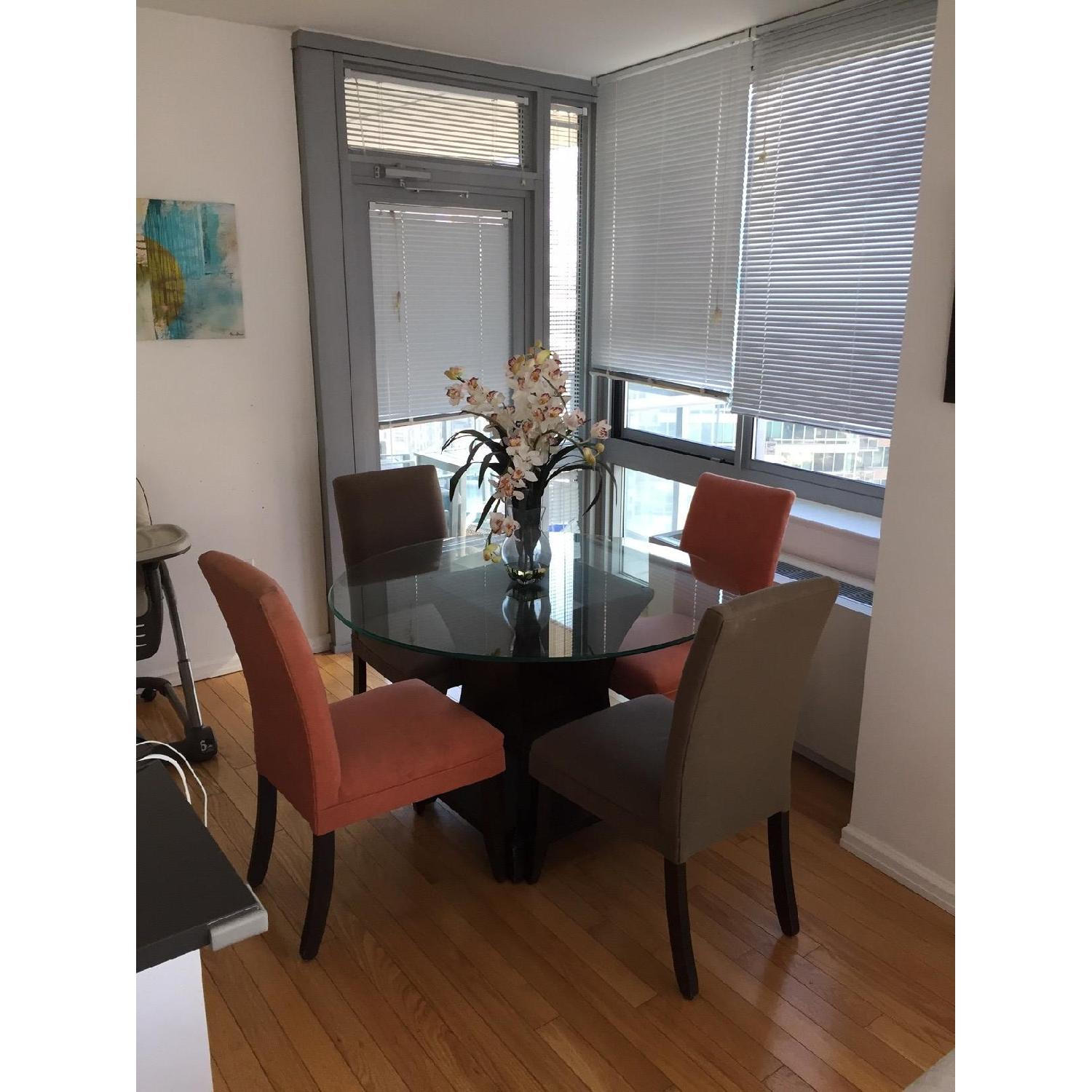 Macy's Mirrored Round Dining Room Table w/ 4 Chairs - image-3