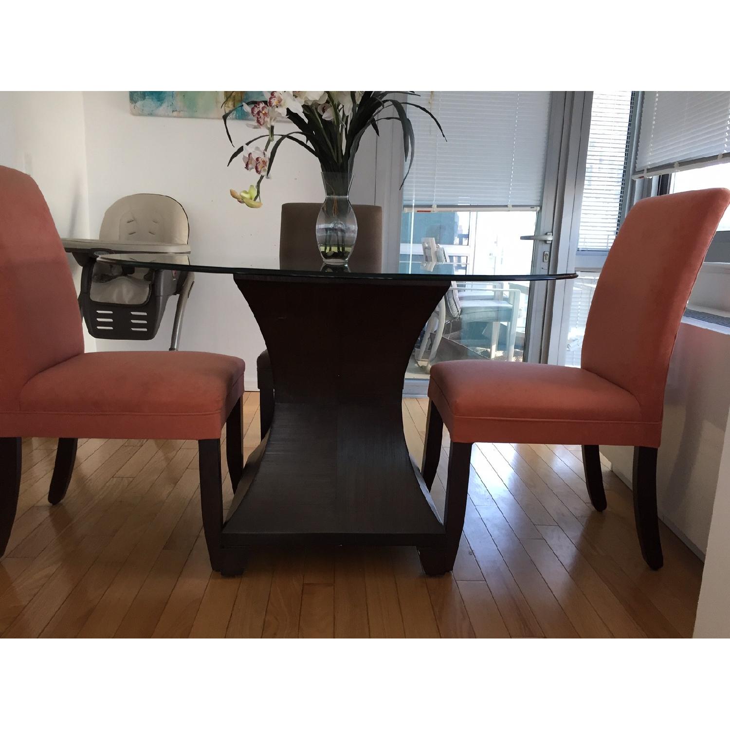 Macy's Mirrored Round Dining Room Table w/ 4 Chairs - image-5