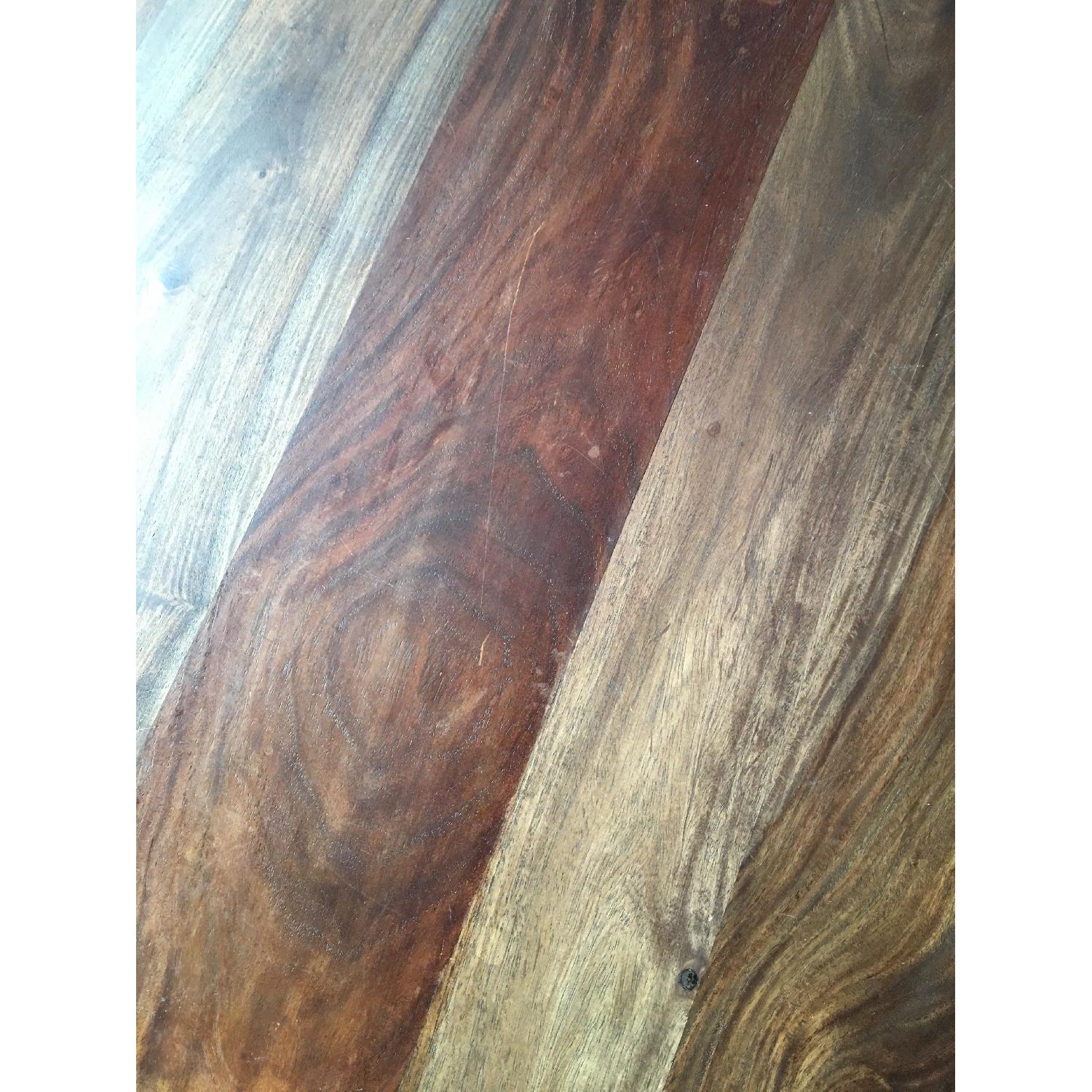 Crate & Barrel Walnut & Brass Round Coffee Table - image-2