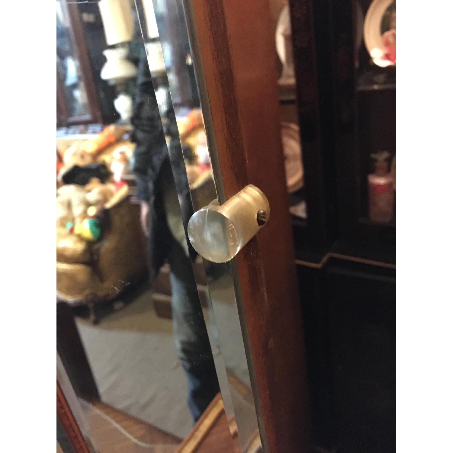 Antique 1930s Art Deco Waterfall Vanity Dresser w/ Original Handles & Beverly Etched Mirror - image-10