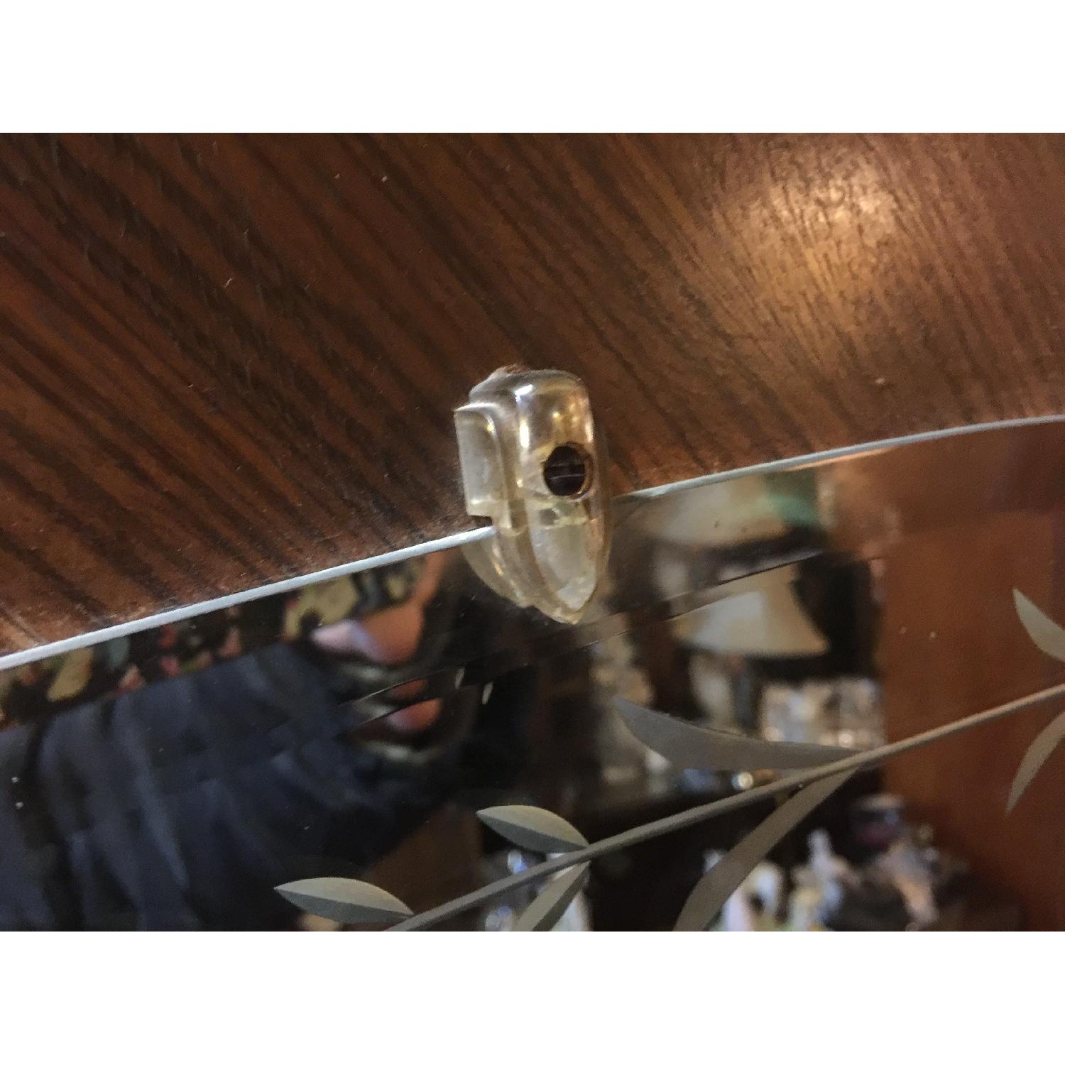 Antique 1930s Art Deco Waterfall Vanity Dresser w/ Original Handles & Beverly Etched Mirror - image-18