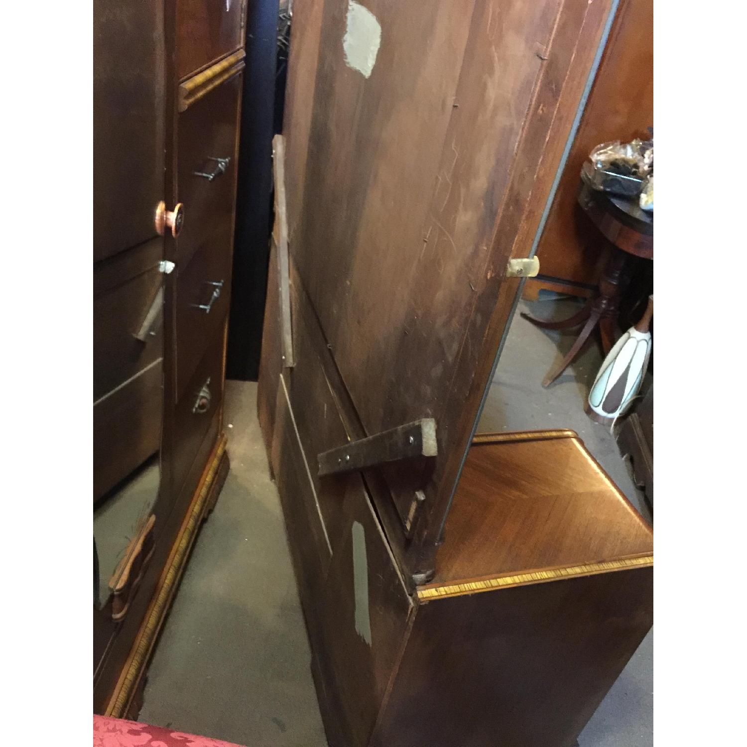 Antique 1930s Art Deco Waterfall Vanity Dresser w/ Original Handles & Beverly Etched Mirror - image-28