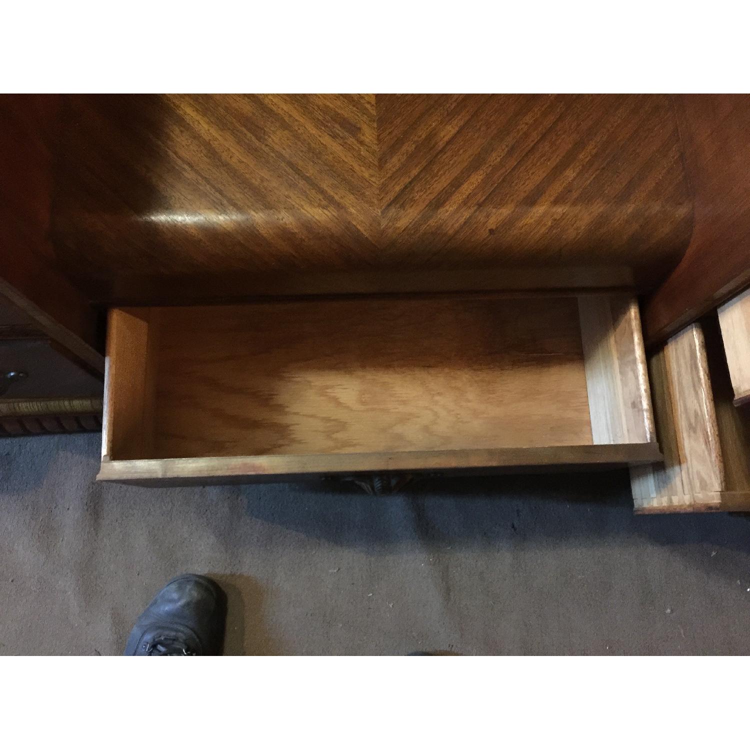 Antique 1930s Art Deco Waterfall Vanity Dresser w/ Original Handles & Beverly Etched Mirror - image-38