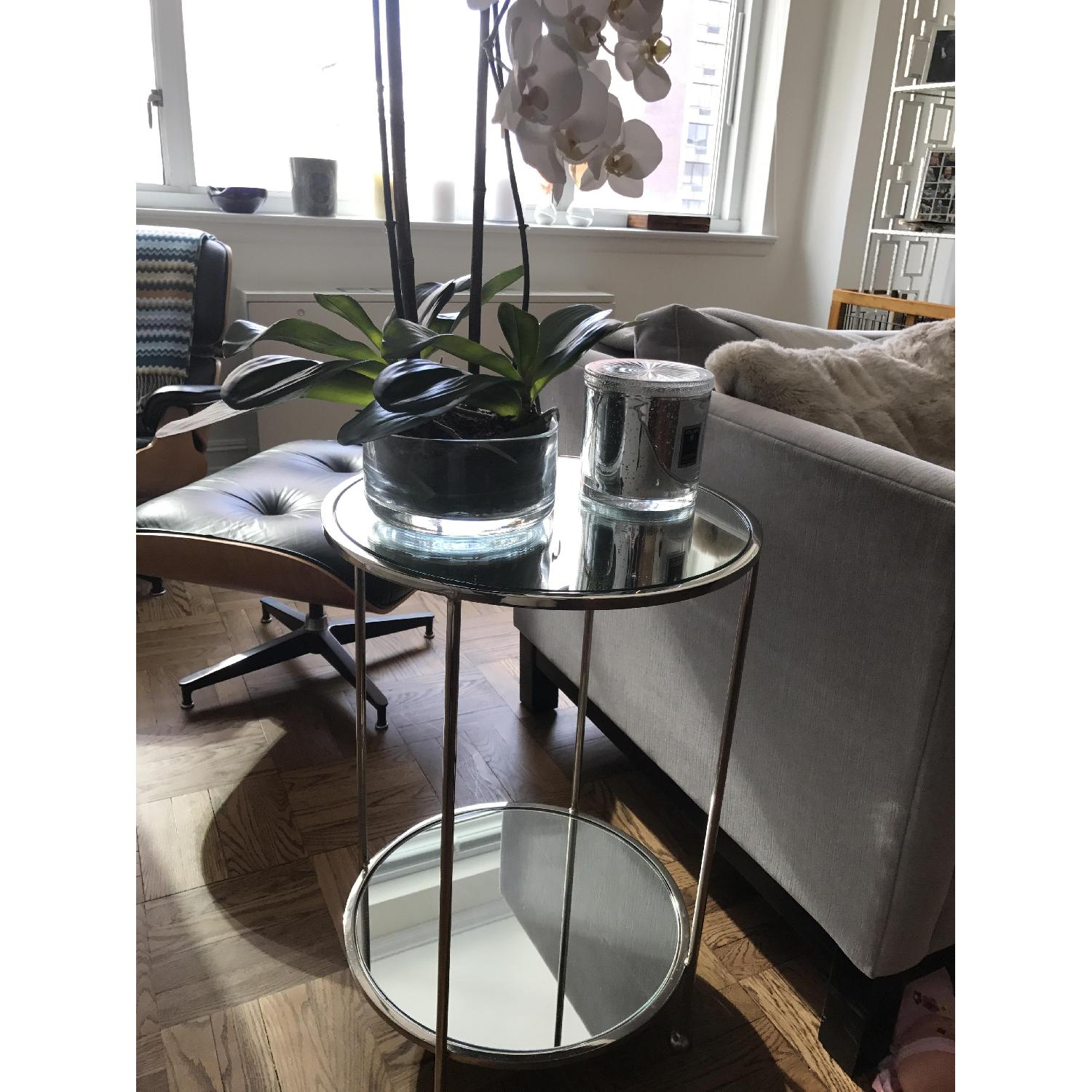 Two Tier Mirrored Round Side Table - image-1