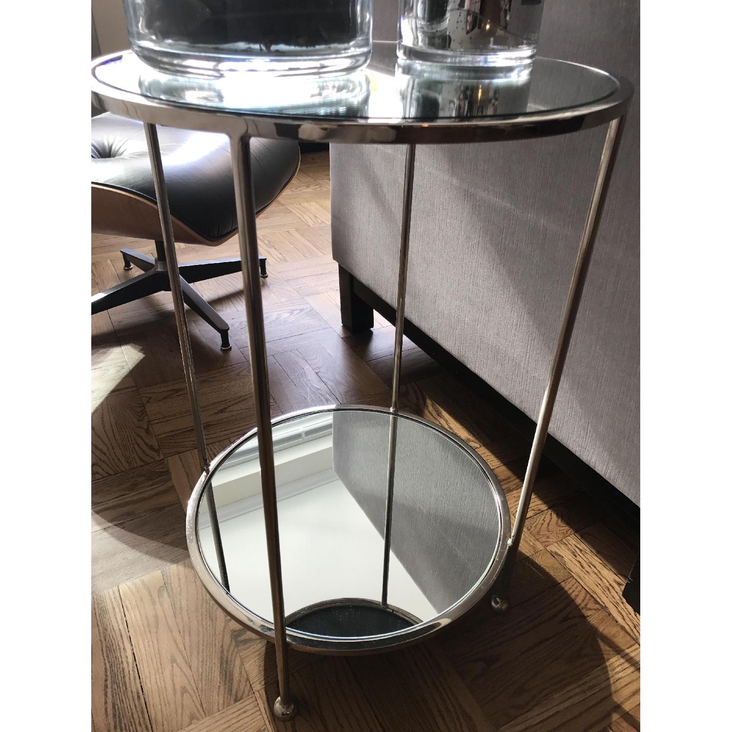 Two Tier Mirrored Round Side Table - image-2