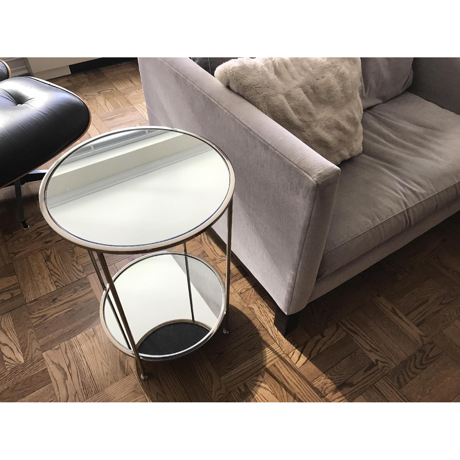 Two Tier Mirrored Round Side Table - image-4