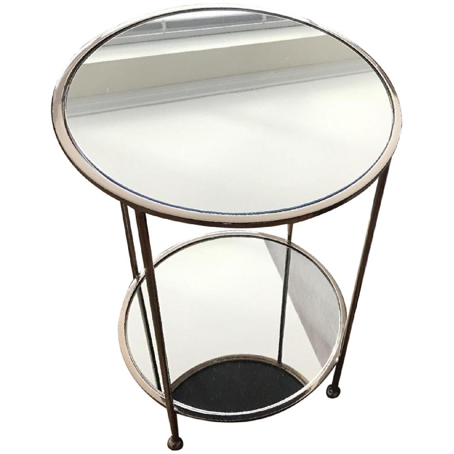 Two Tier Mirrored Round Side Table - image-0