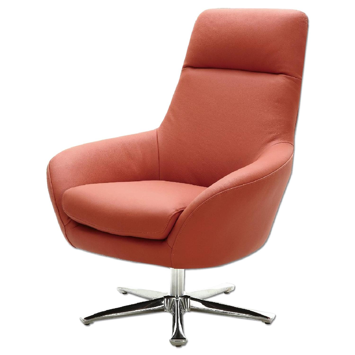 Modern Style Swivel Accent Chair in Orange Premium Full ...