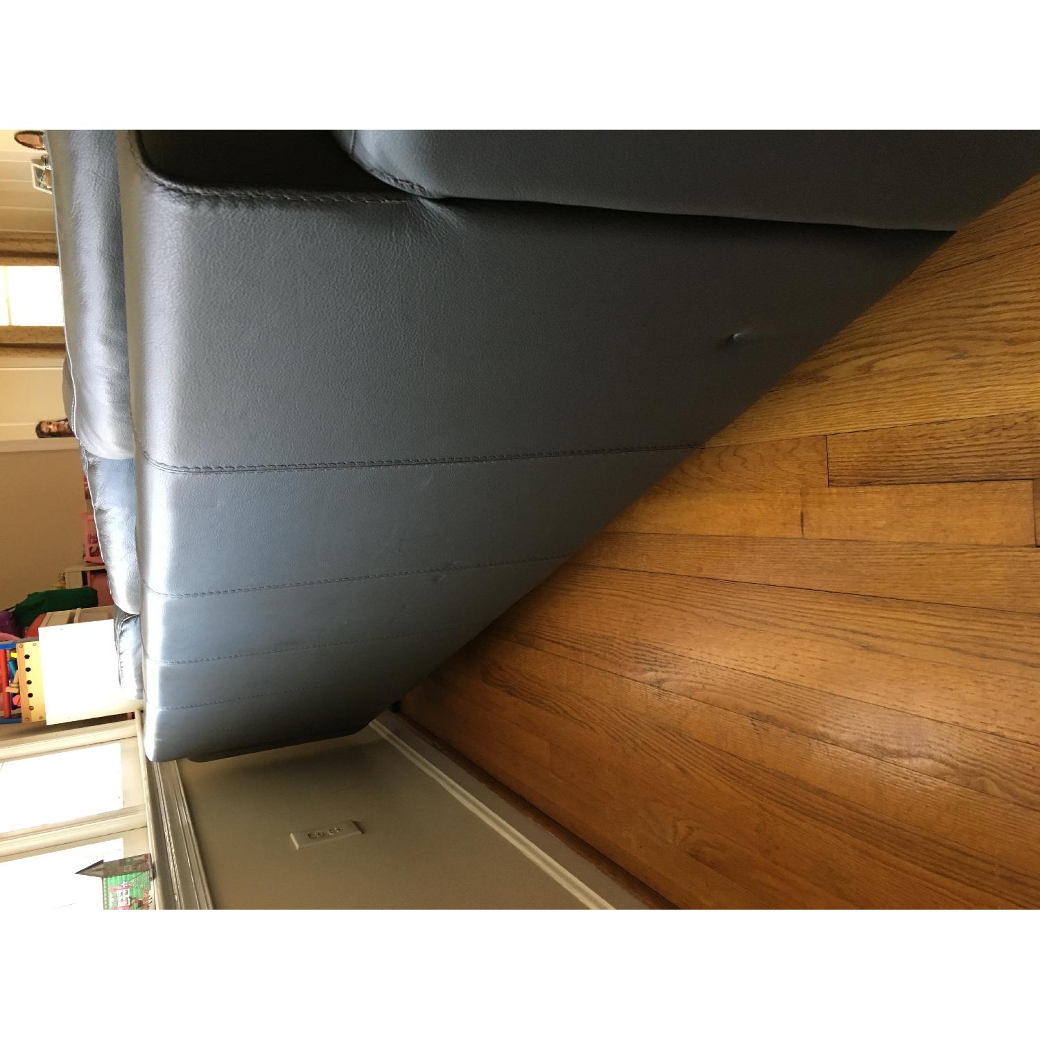 Contemporary Charcoal Leather Sofa - image-3