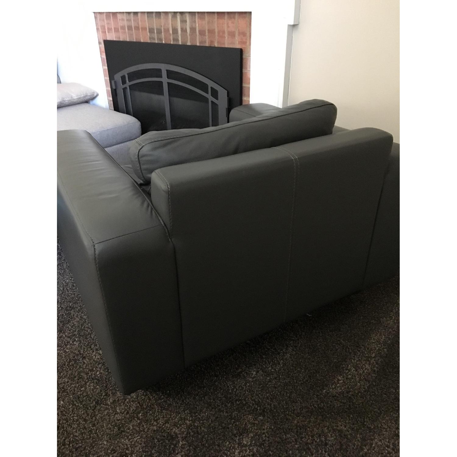 Contemporary Charcoal Leather Sofa - image-8