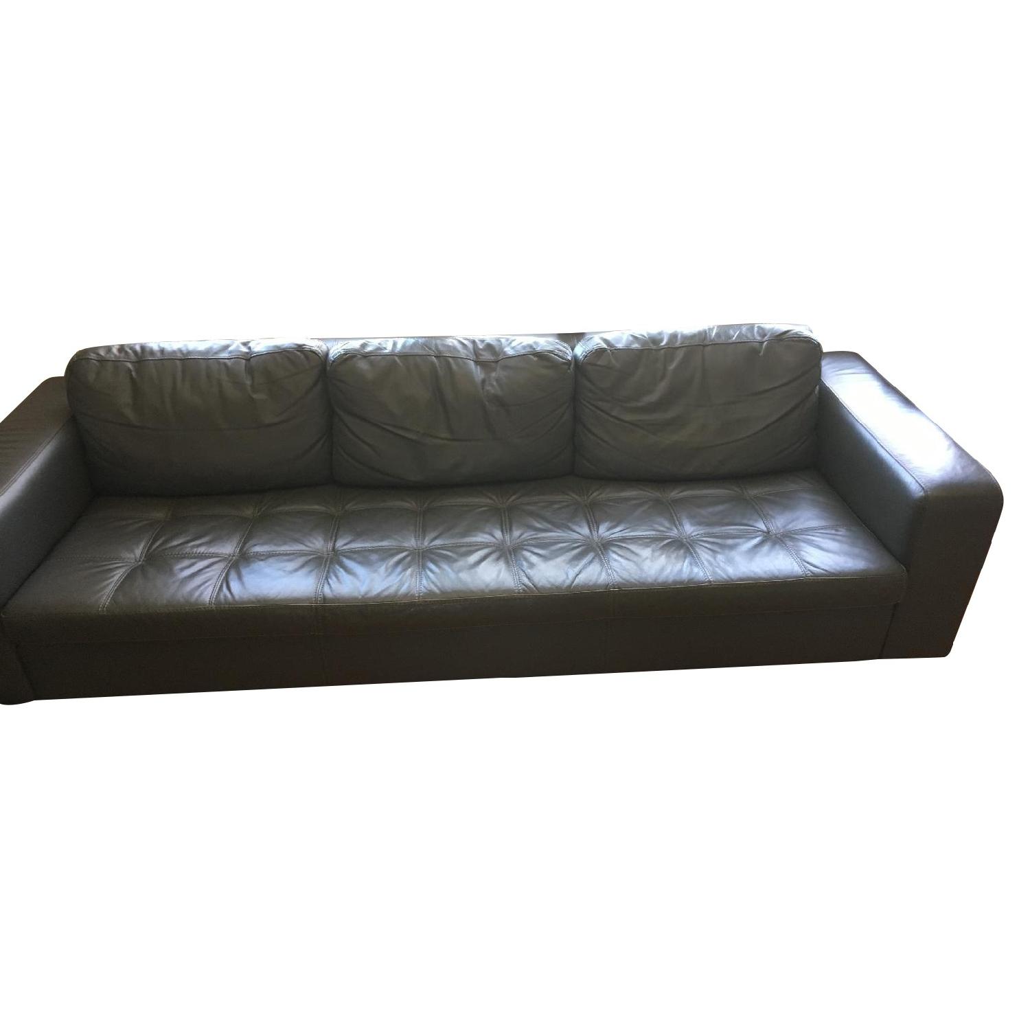 Contemporary Charcoal Leather Sofa - image-9